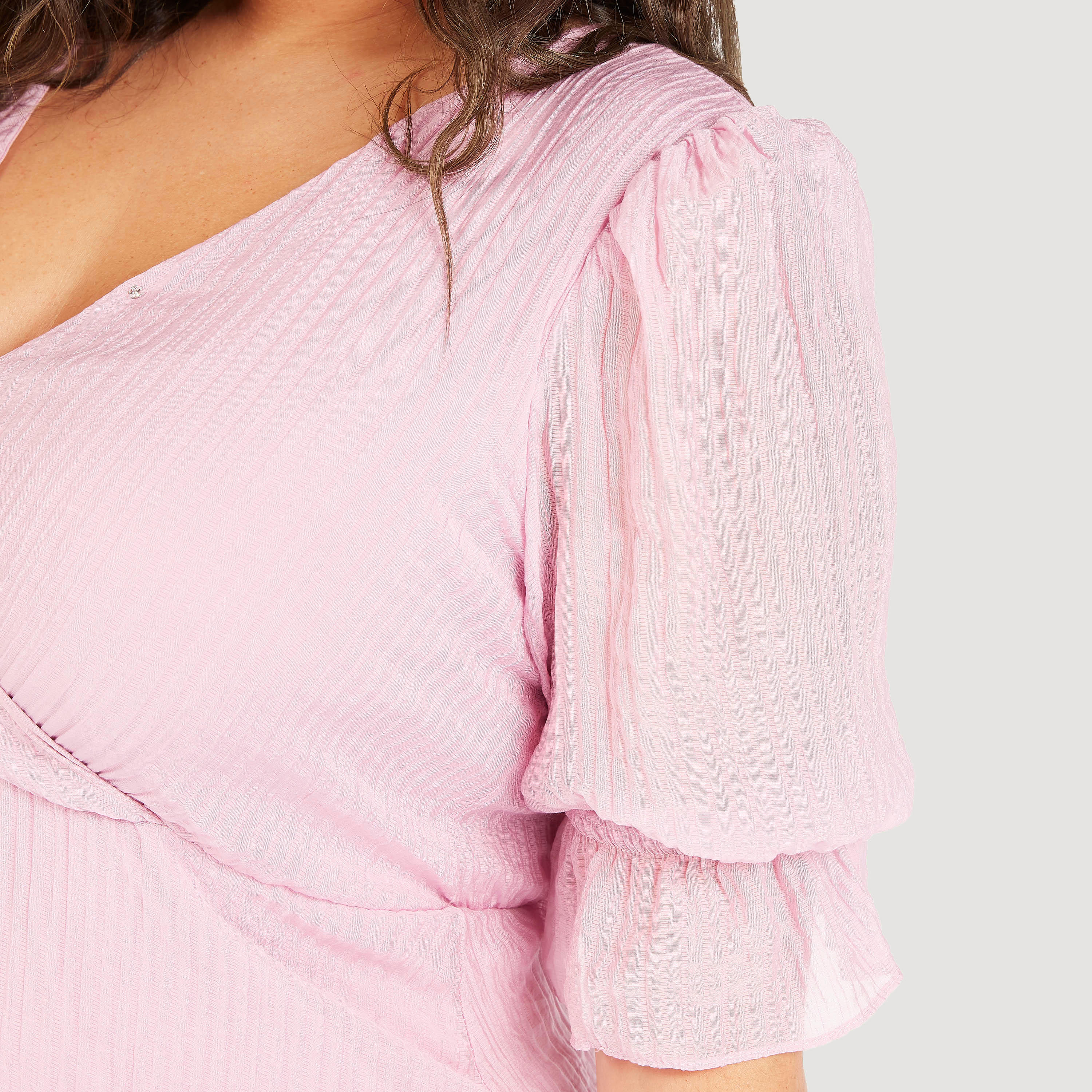Pleated Maxi Wrap Dress with Short Sleeves-women-clothing-dresses-image-3