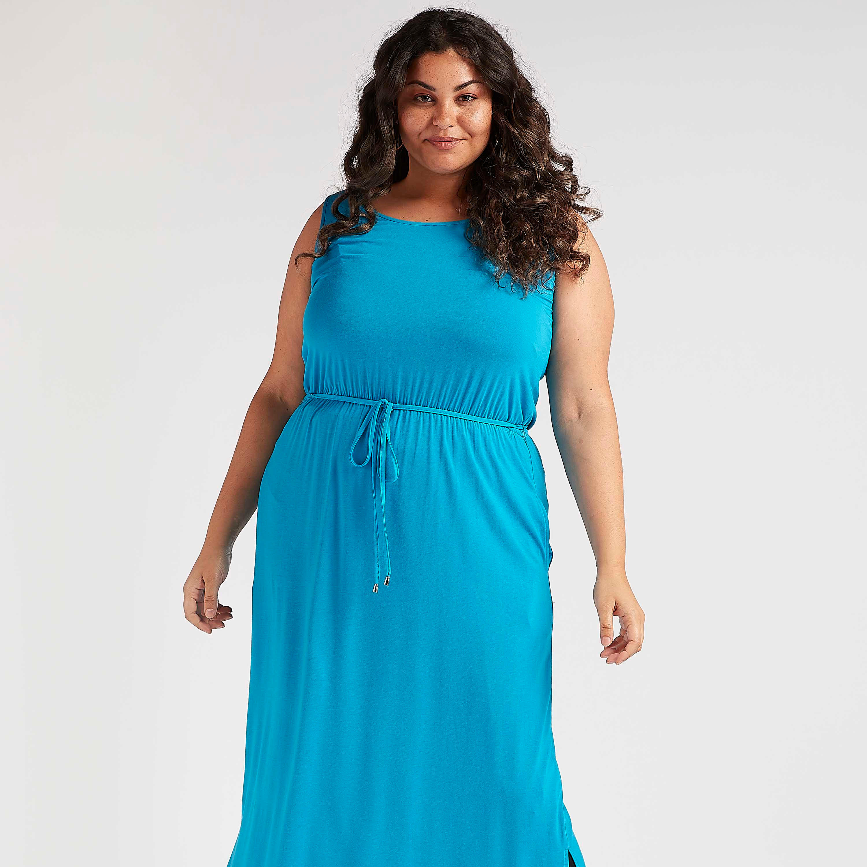 فستان طويل سادة واسع دون أكمام بجيب وأربطة-women-clothing-dresses-image-4