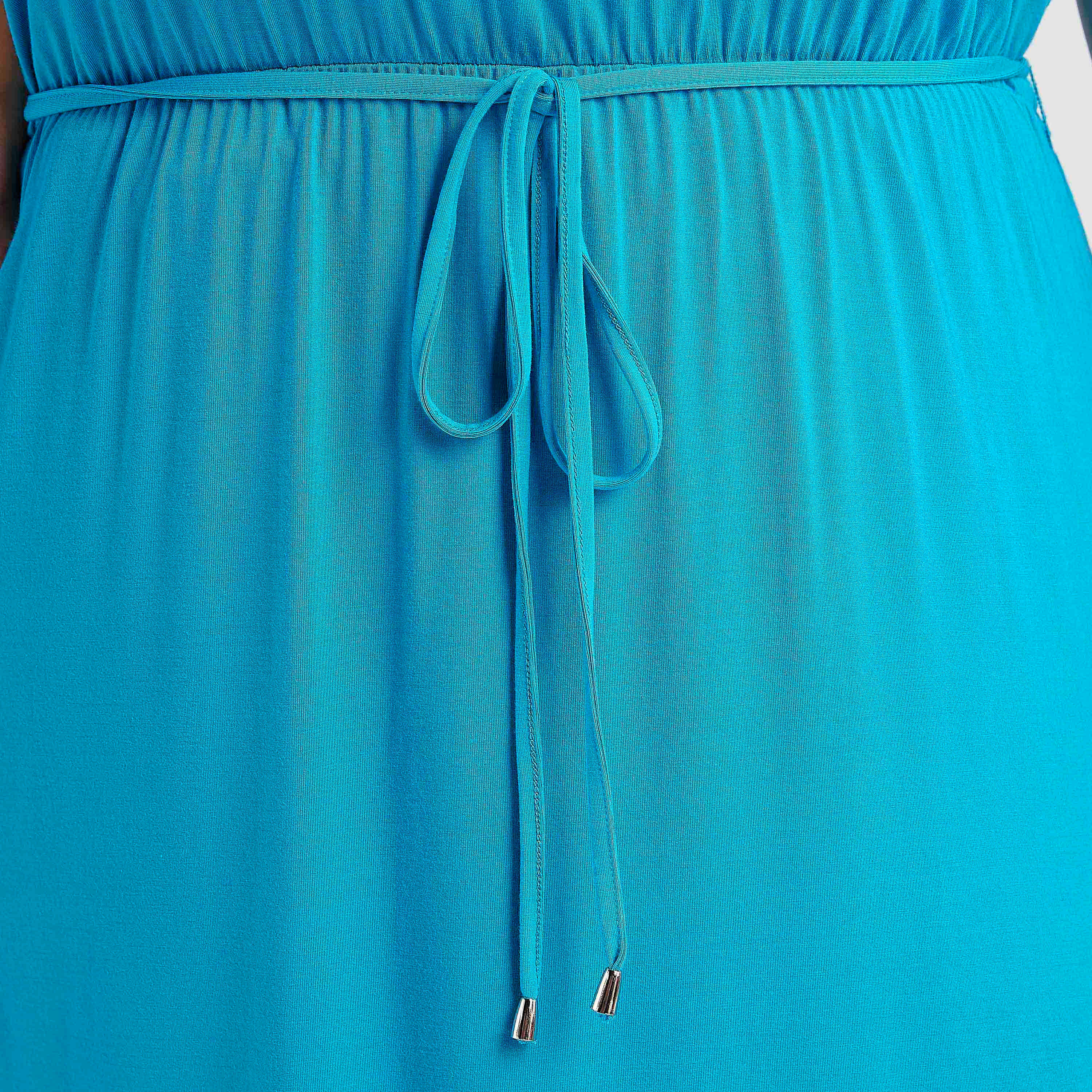 فستان طويل سادة واسع دون أكمام بجيب وأربطة-women-clothing-dresses-image-3