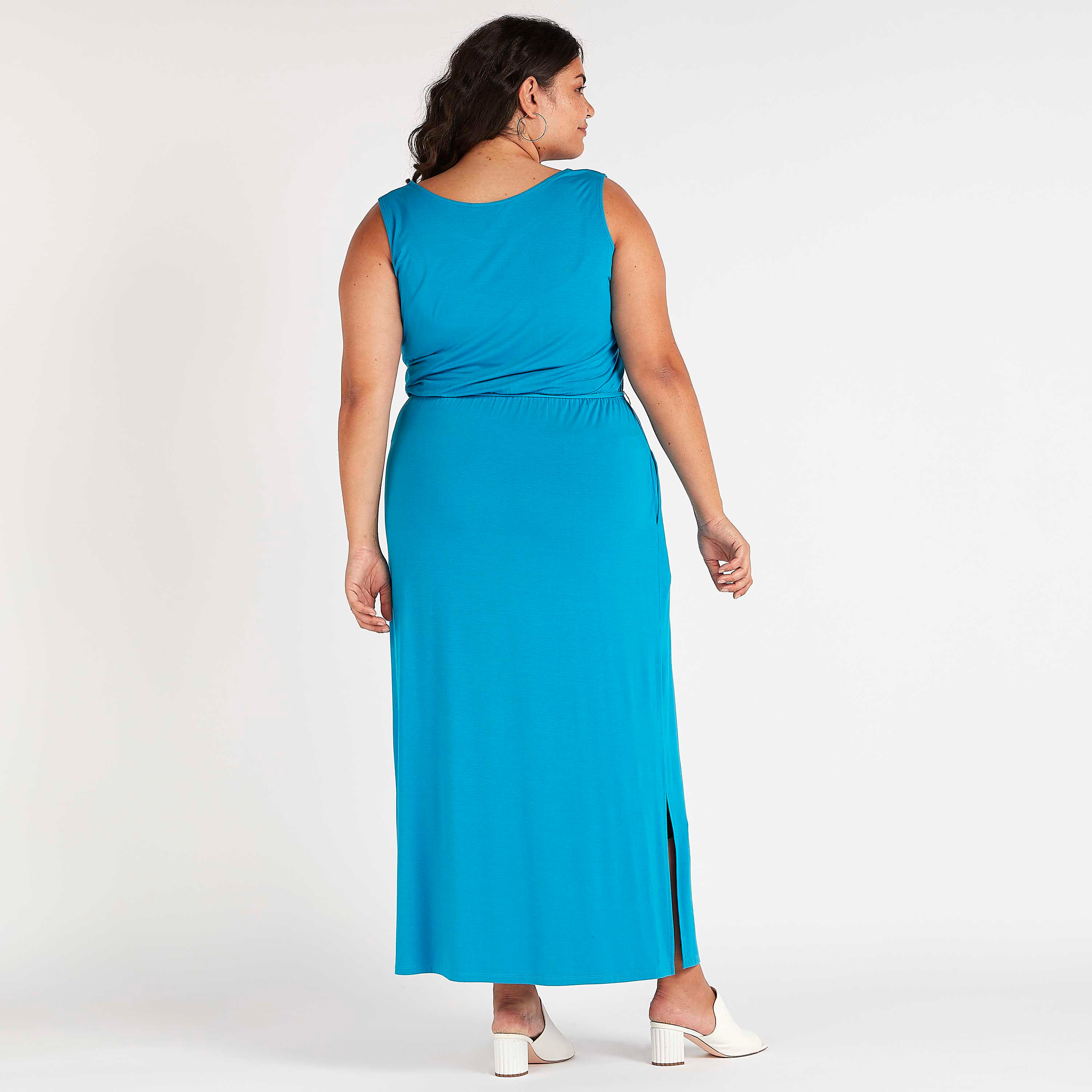 فستان طويل سادة واسع دون أكمام بجيب وأربطة-women-clothing-dresses-image-1
