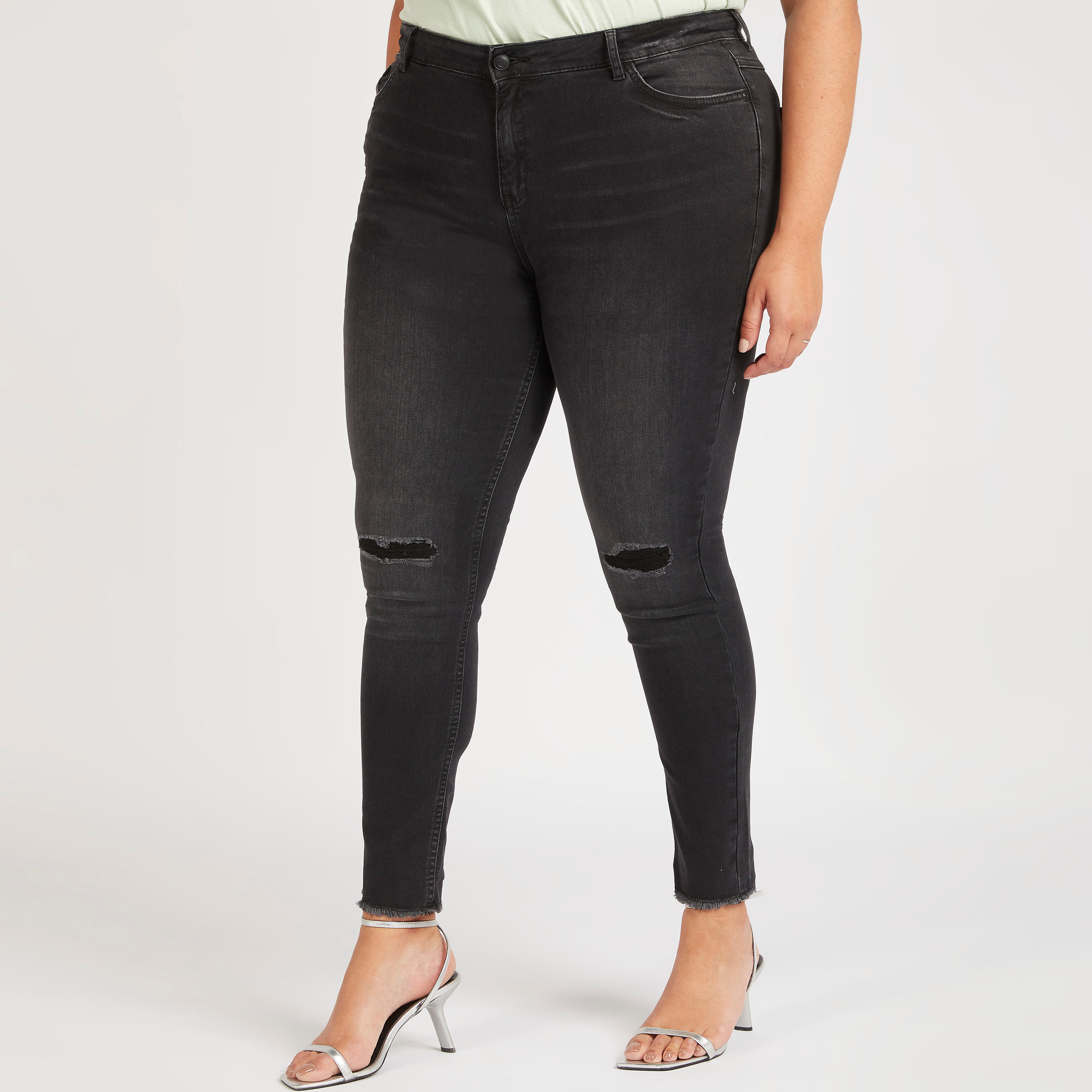 Ripped Skinny Jeans with Button Closure-women-clothing-bottoms-jeans-image-1