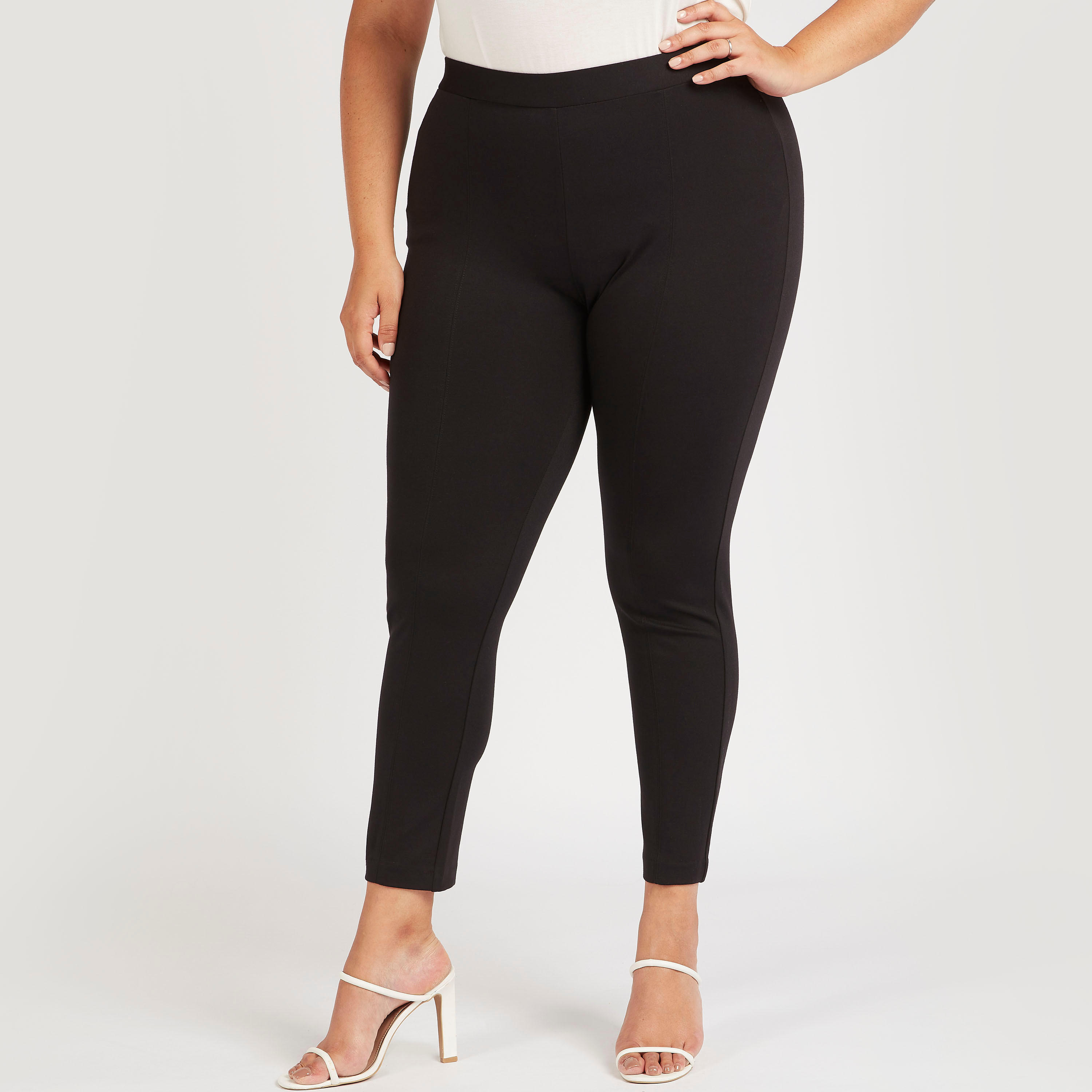 Solid Leggings with Elasticated Waistband-women-clothing-bottoms-leggings-image-1