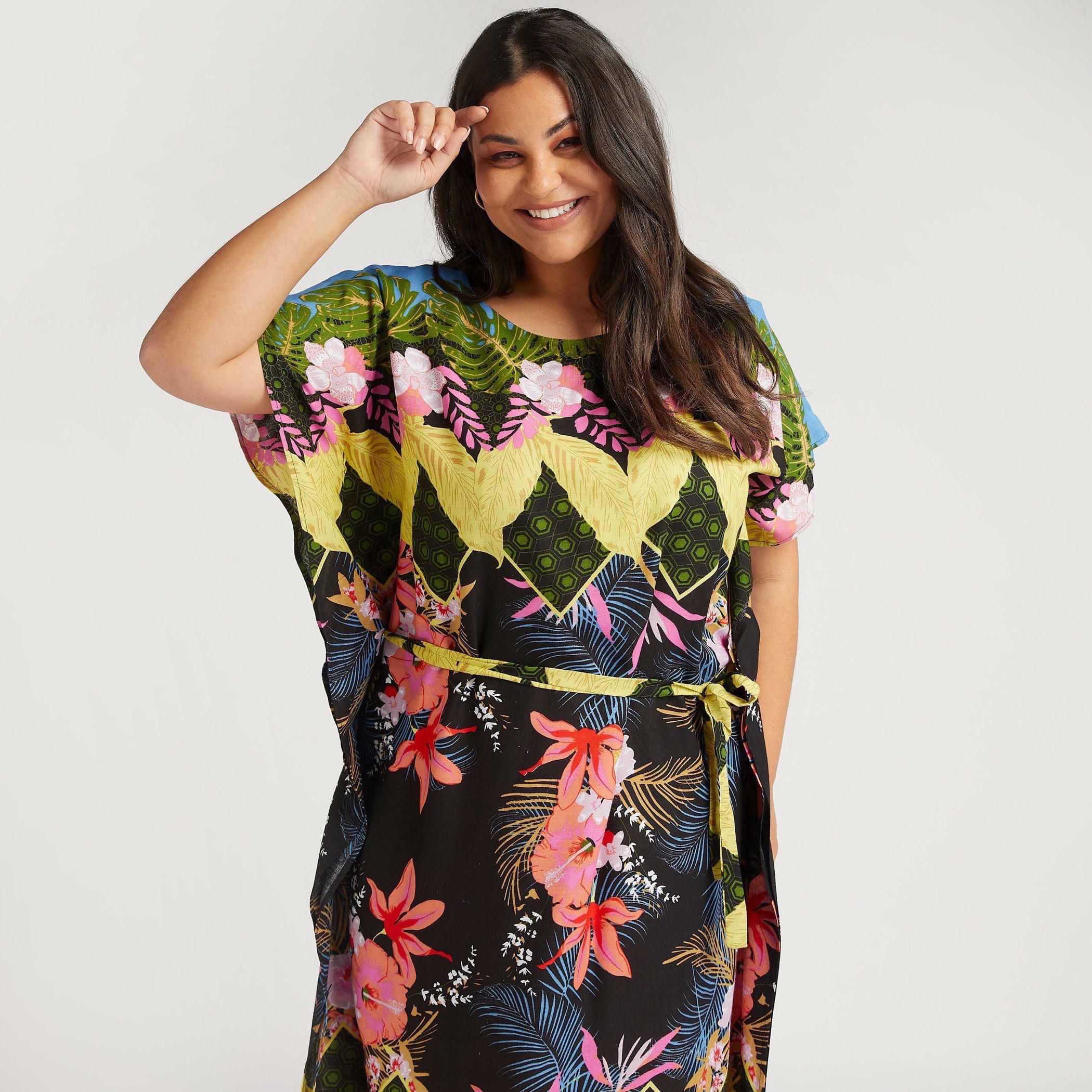 Printed Longline Belted Kimono-women-clothing-shirtsandblouses-blouses-image-2