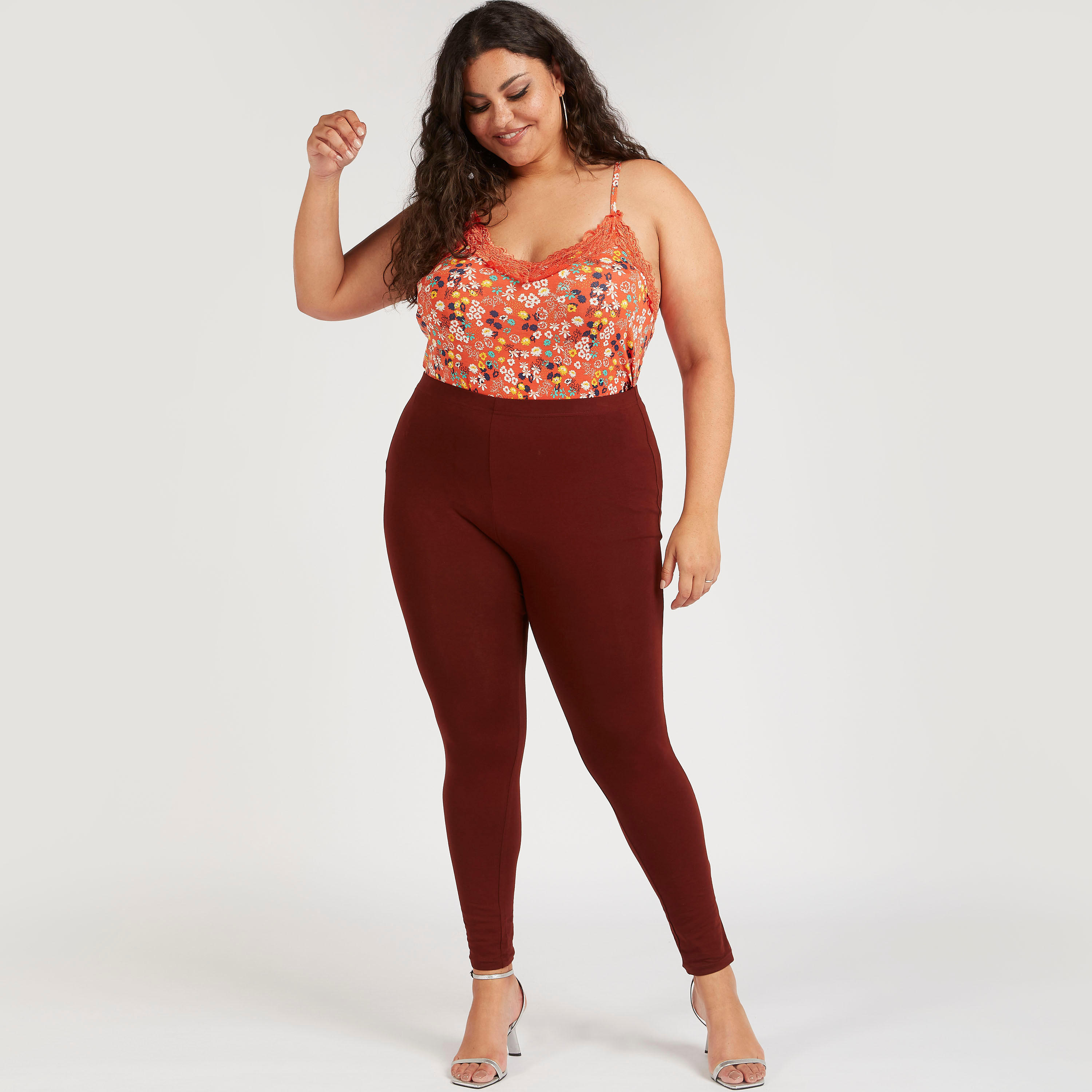 Solid Full Length Leggings with Elasticated Waist-women-clothing-bottoms-leggings-image-2