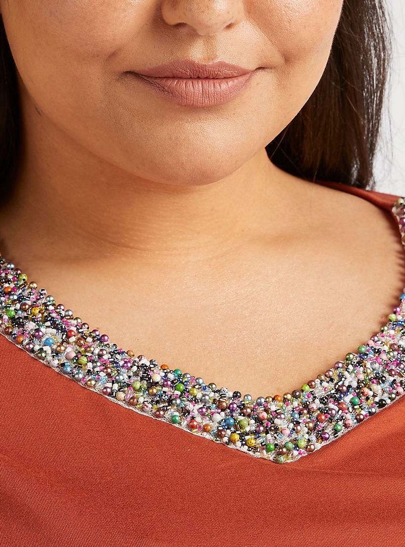 Embellished V-neck T-shirt with Short Sleeves-women-clothing-tshirts-image-3