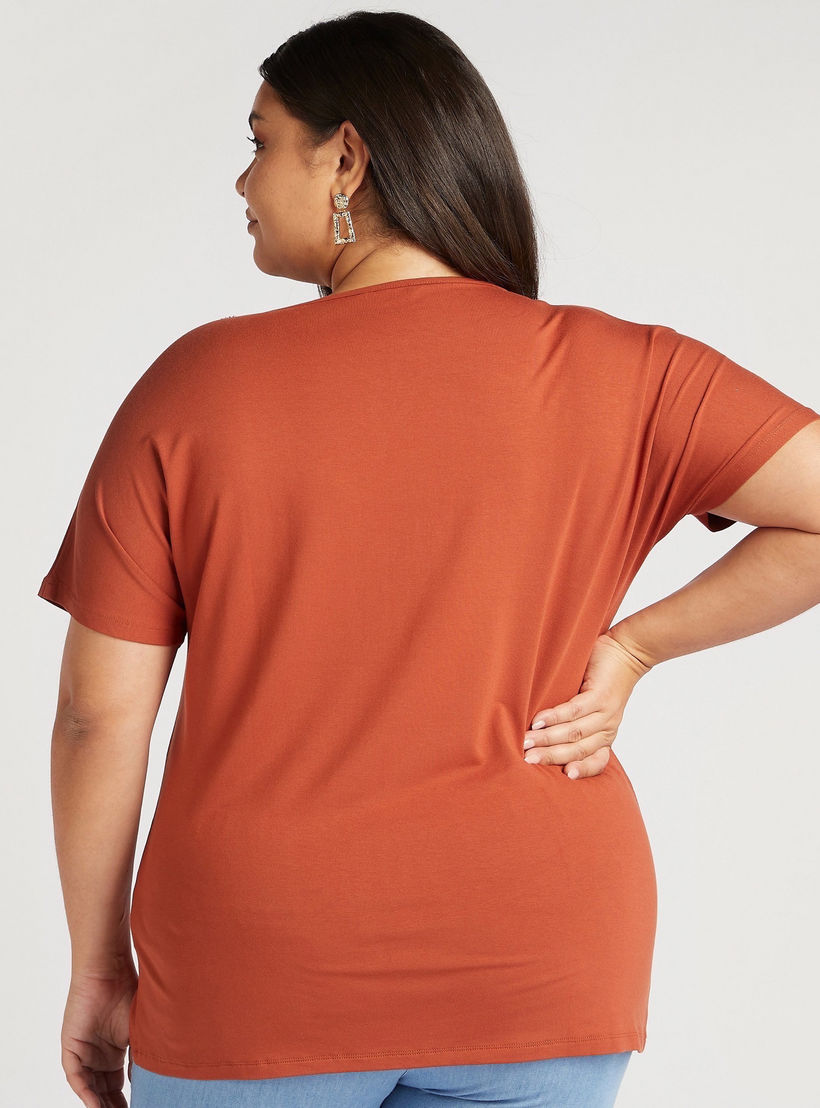 Embellished V-neck T-shirt with Short Sleeves-women-clothing-tshirts-image-4