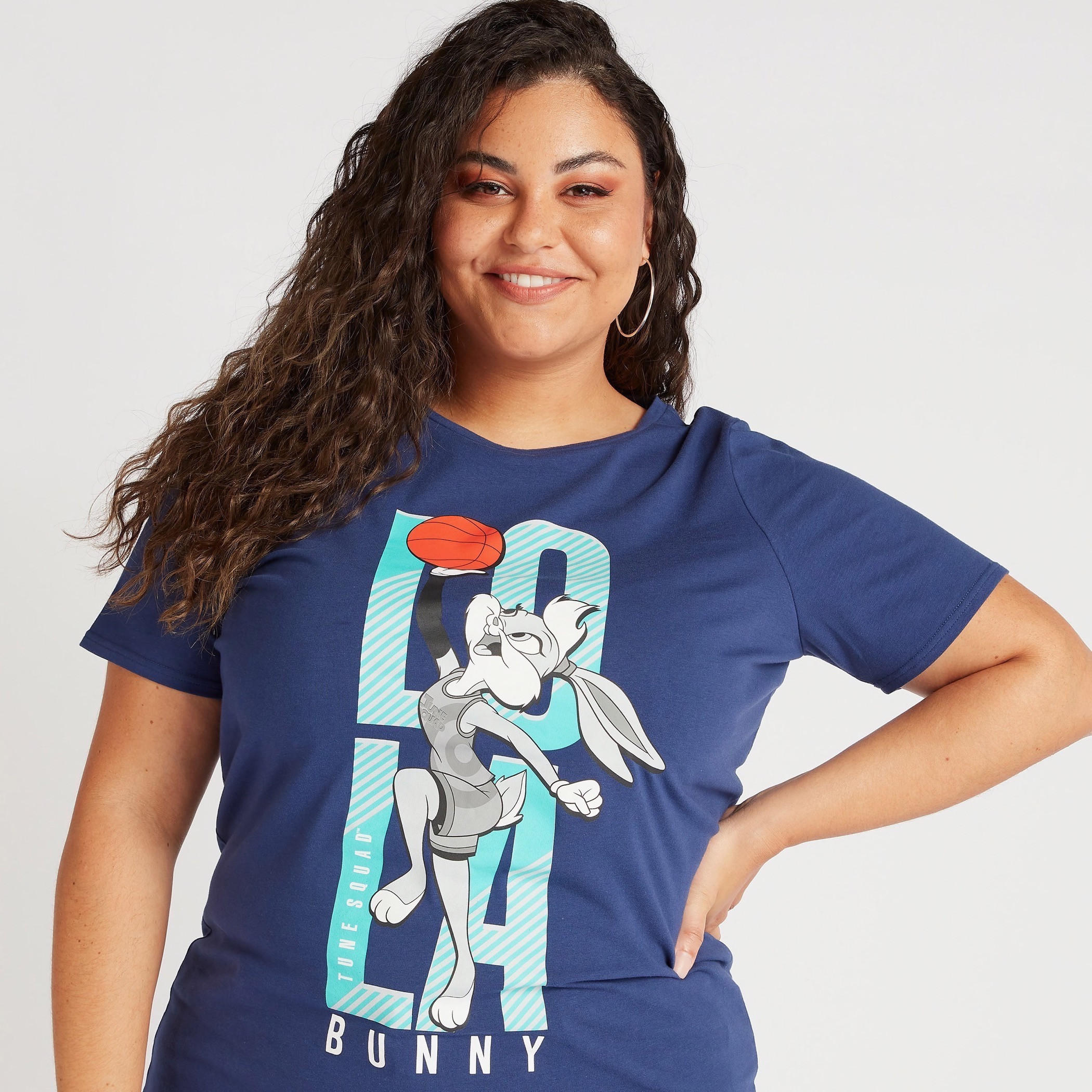 Lola Bunny Print Crew Neck T-shirt with Short Sleeves-women-clothing-tshirts-image-3