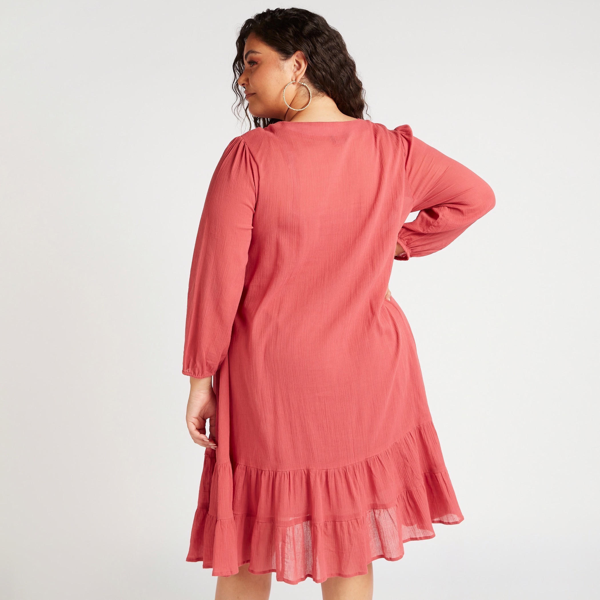 تونيك سادة ميدي إيه لاين بتفاصيل دانتيل وأكمام طويلة-women-clothing-dresses-image-4