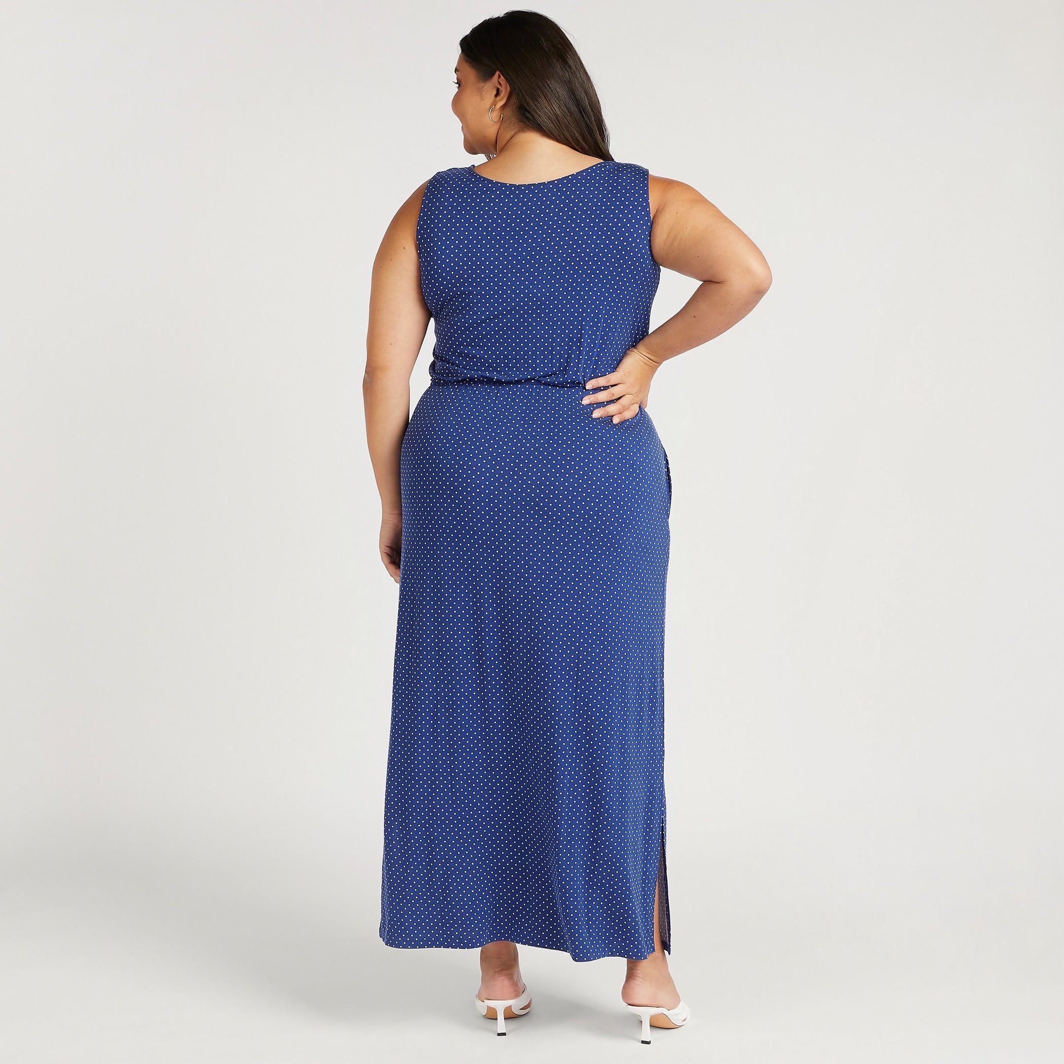 فستان واسع سادة طويل إيه لاين دون أكمام بجيوب وحزام رباط-women-clothing-dresses-image-1