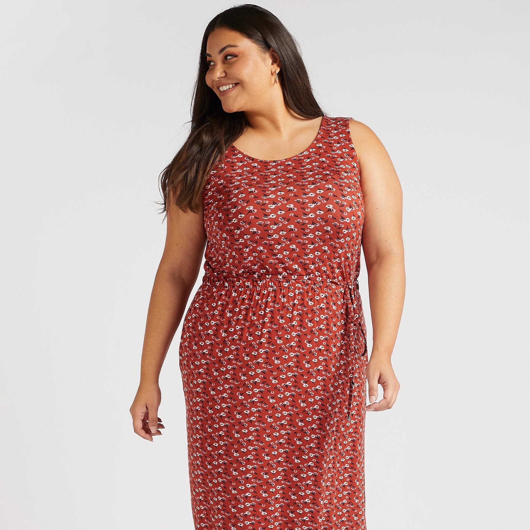 فستان واسع طويل دون أكمام بجيوب وحزام رباط وطبعات أزهار-women-clothing-dresses-image-5
