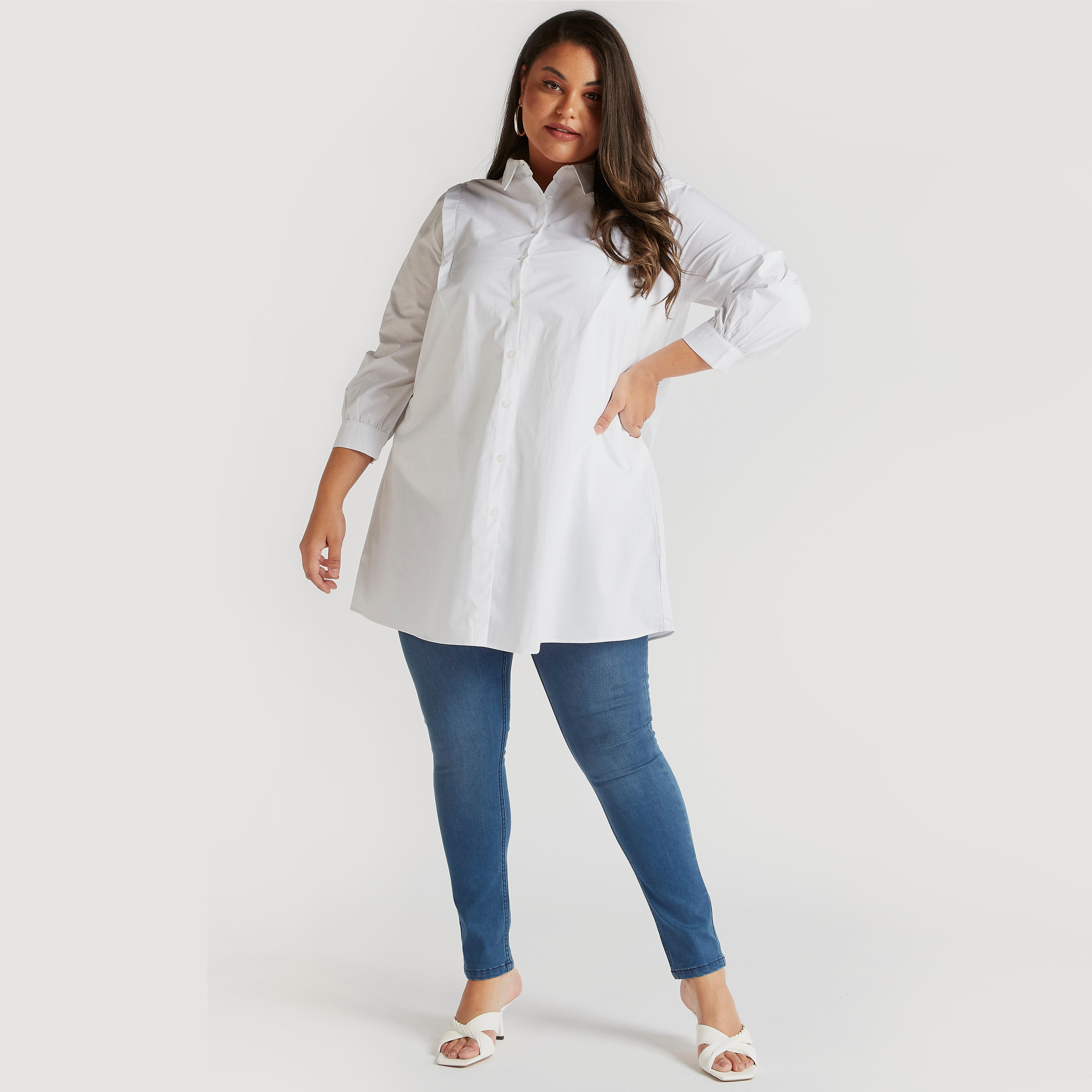 بلوزة طويلة سادة بأكمام طويلة وياقة عادية-women-clothing-shirtsandblouses-blouses-image-3