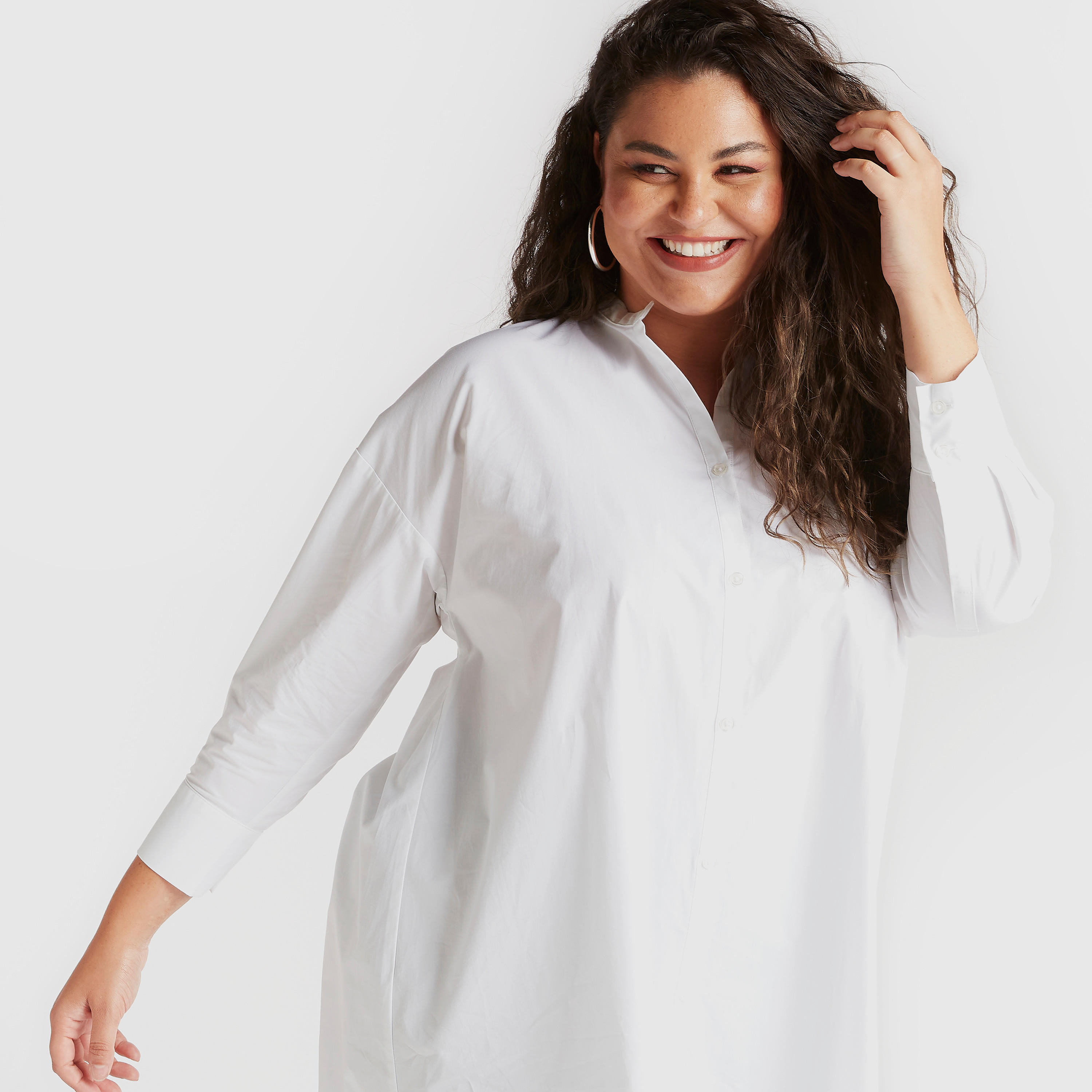 تونك طويل سادة بياقة ماندرين وأكمام طويلة-women-clothing-shirtsandblouses-blouses-image-1