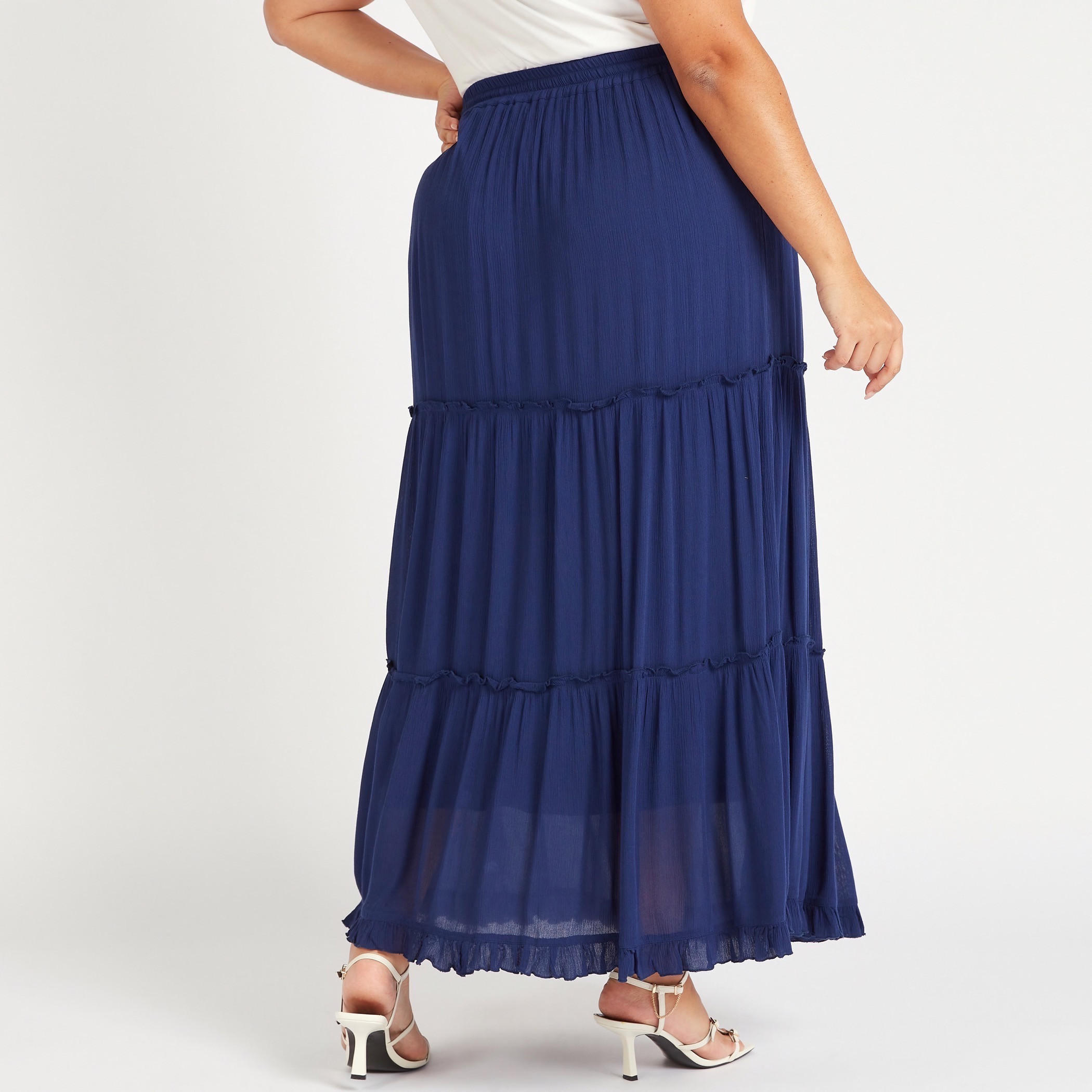 تنّورة بارزة الملمس إيه لاين متعدّدة الطبقات مع خصر مطّاطي-women-clothing-bottoms-skirts-image-4