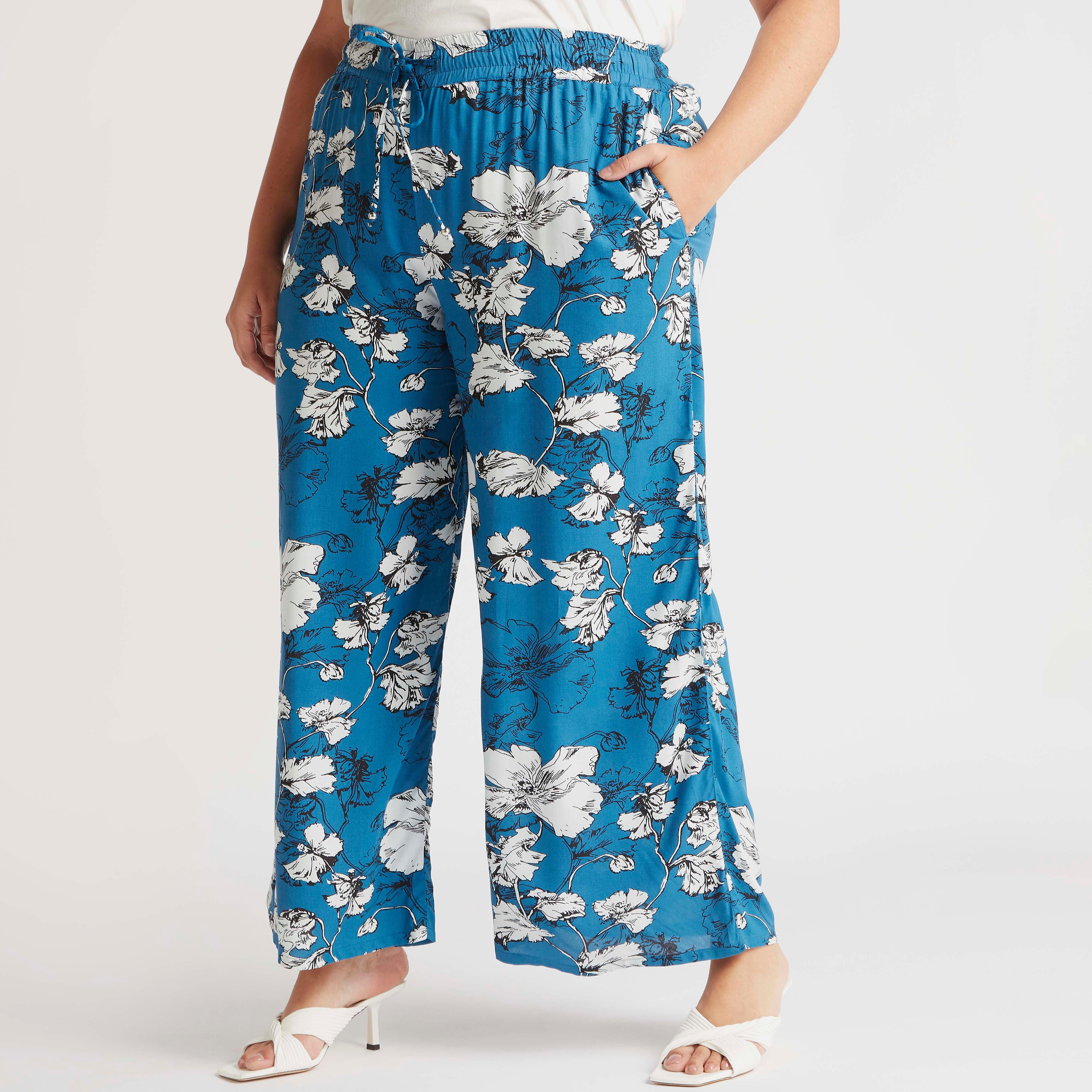 بنطلون بأرجل واسعة ورباط إغلاق وطبعات زهرية-women-clothing-bottoms-trousers-image-1