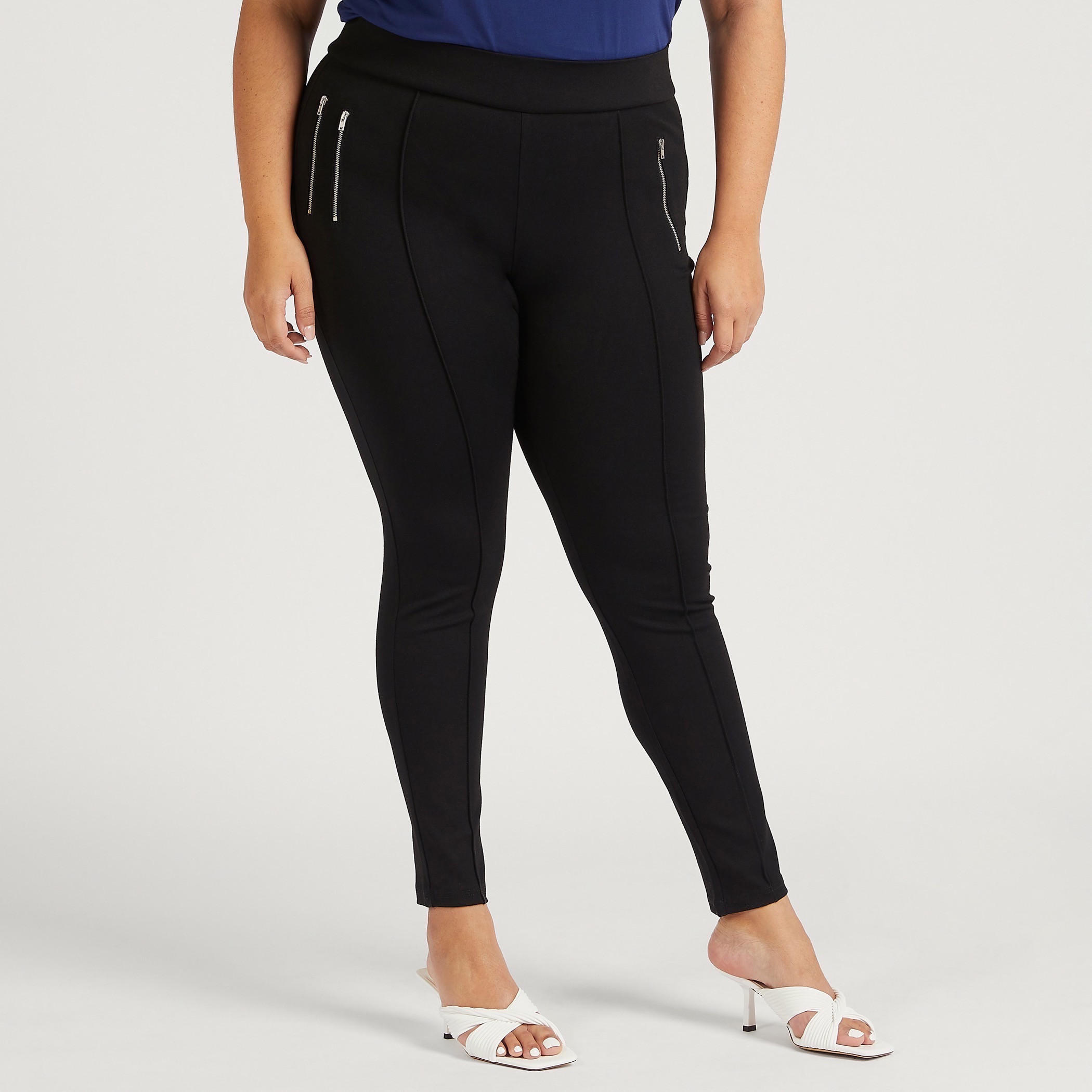 Solid Mid-Rise Leggings with Zipper Pockets-women-clothing-bottoms-leggings-image-1