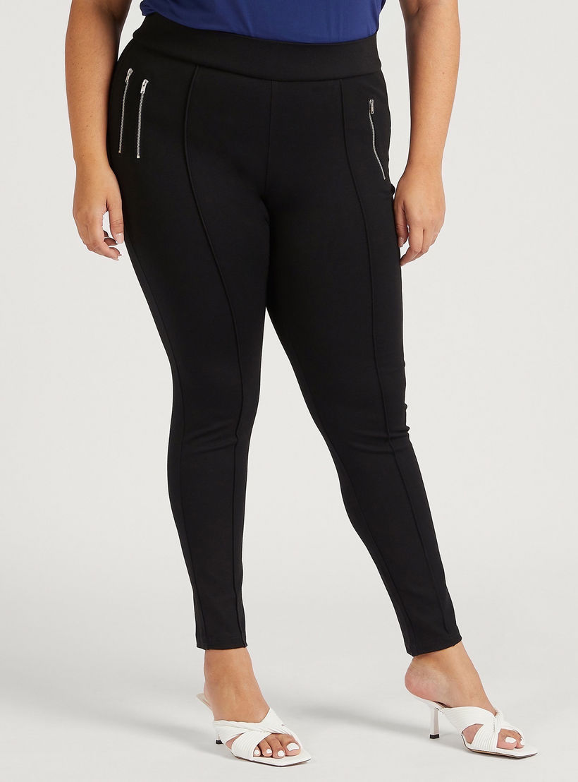 Solid Mid-Rise Leggings with Zipper Pockets-women-clothing-bottoms-leggings-image-1