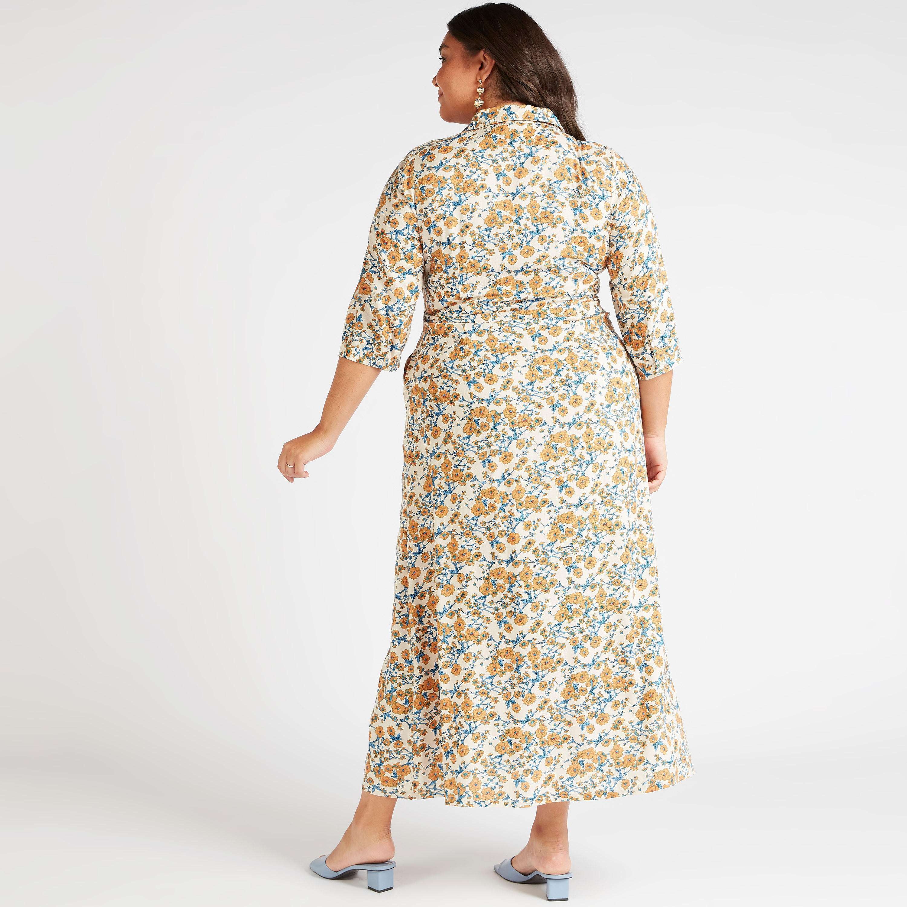فستان طويل بأكمام 3/4 وطبعات أزهار-women-clothing-dresses-image-4