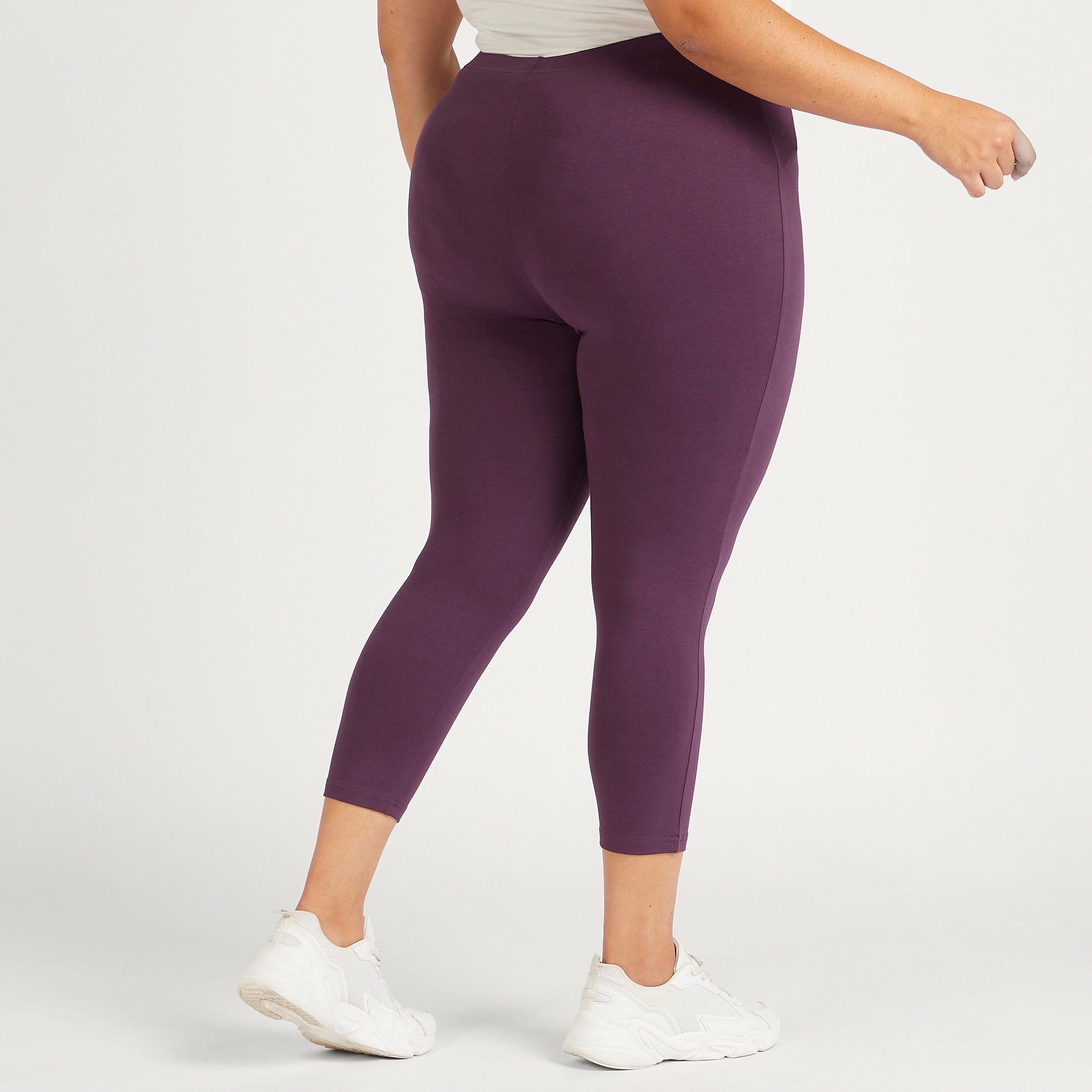 Solid 3/4 Leggings with Elasticated Waistband-women-clothing-bottoms-leggings-image-4