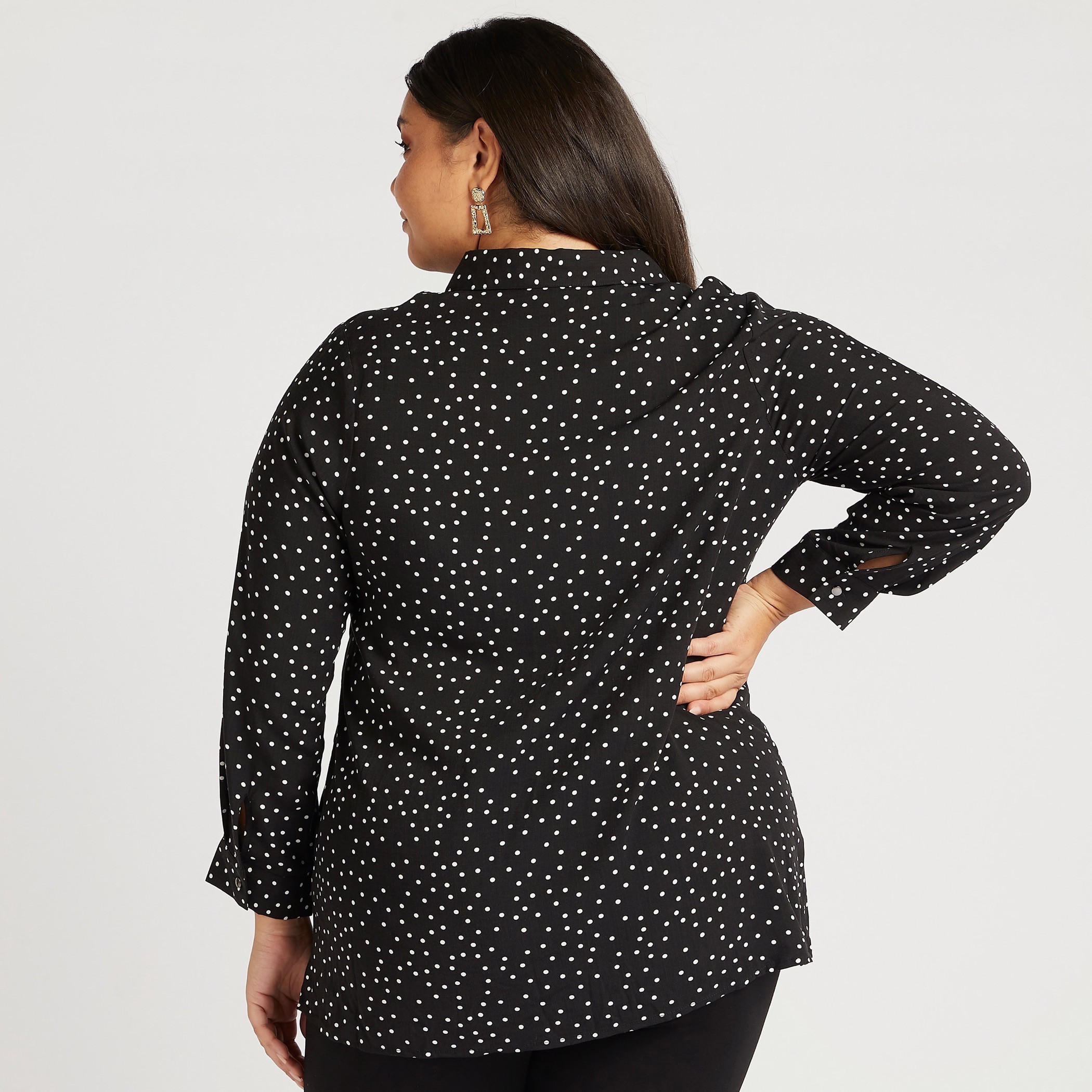 Polka Dots Print Shirt with Long Sleeves-women-clothing-shirtsandblouses-blouses-image-4