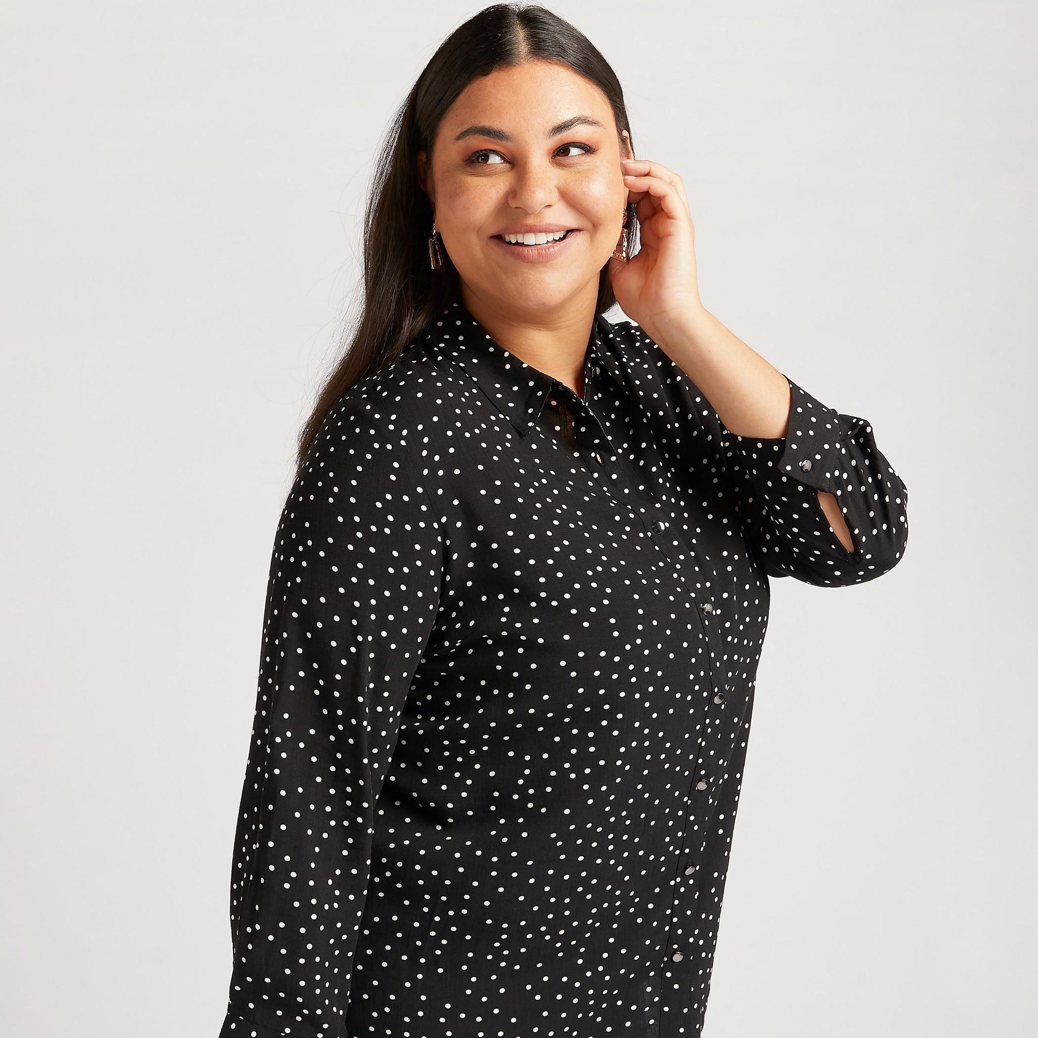 Polka Dots Print Shirt with Long Sleeves-women-clothing-shirtsandblouses-blouses-image-6