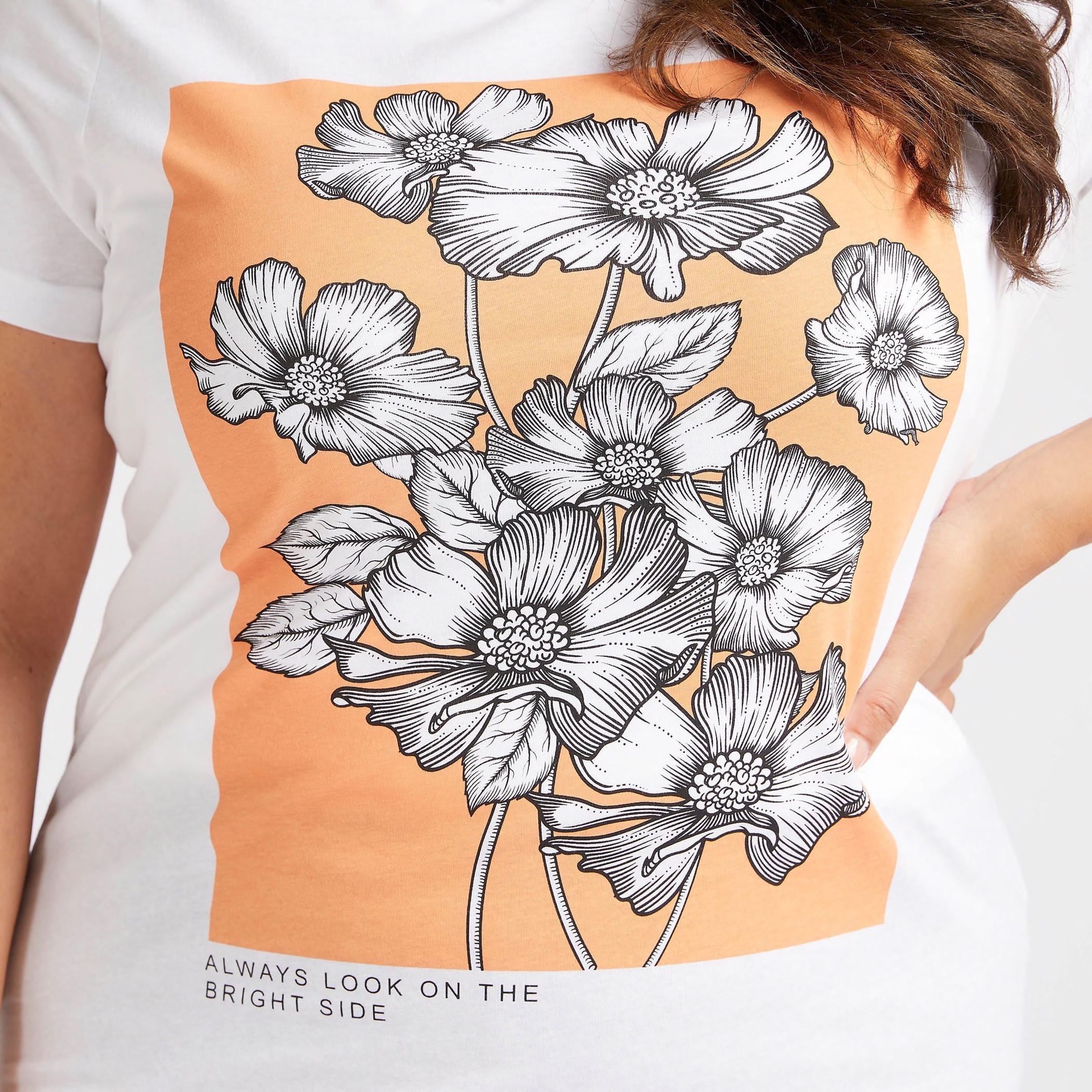 Floral Print Round Neck T-shirt with Short Sleeves-women-clothing-tshirts-image-3