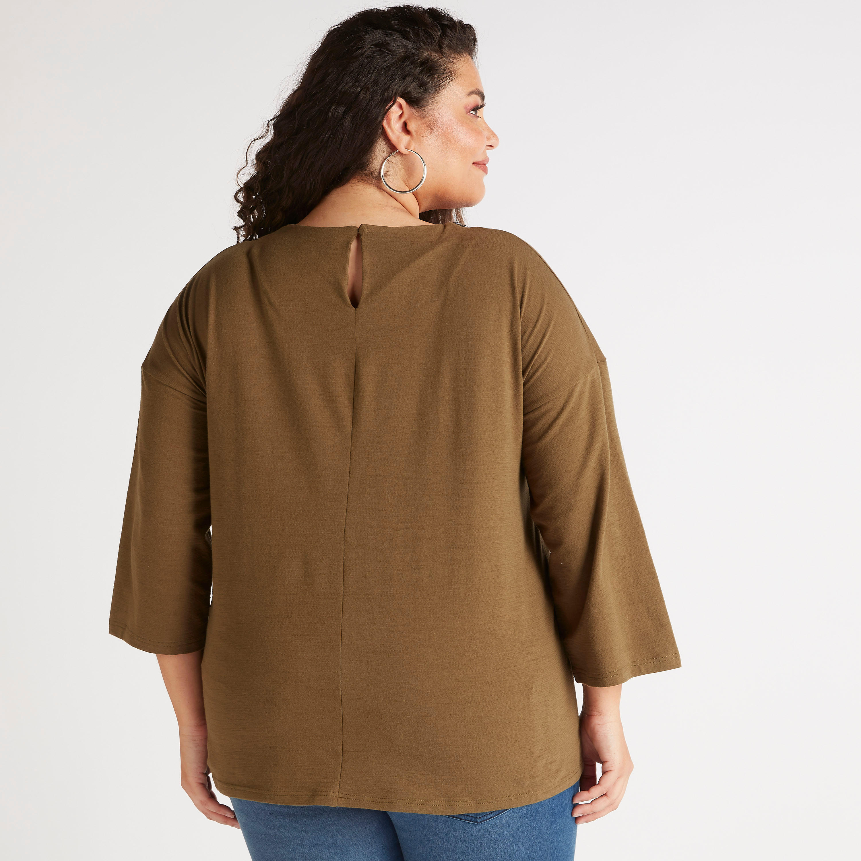 تيشيرت مزيّن بأكمام 3/4-women-clothing-tshirts-image-4