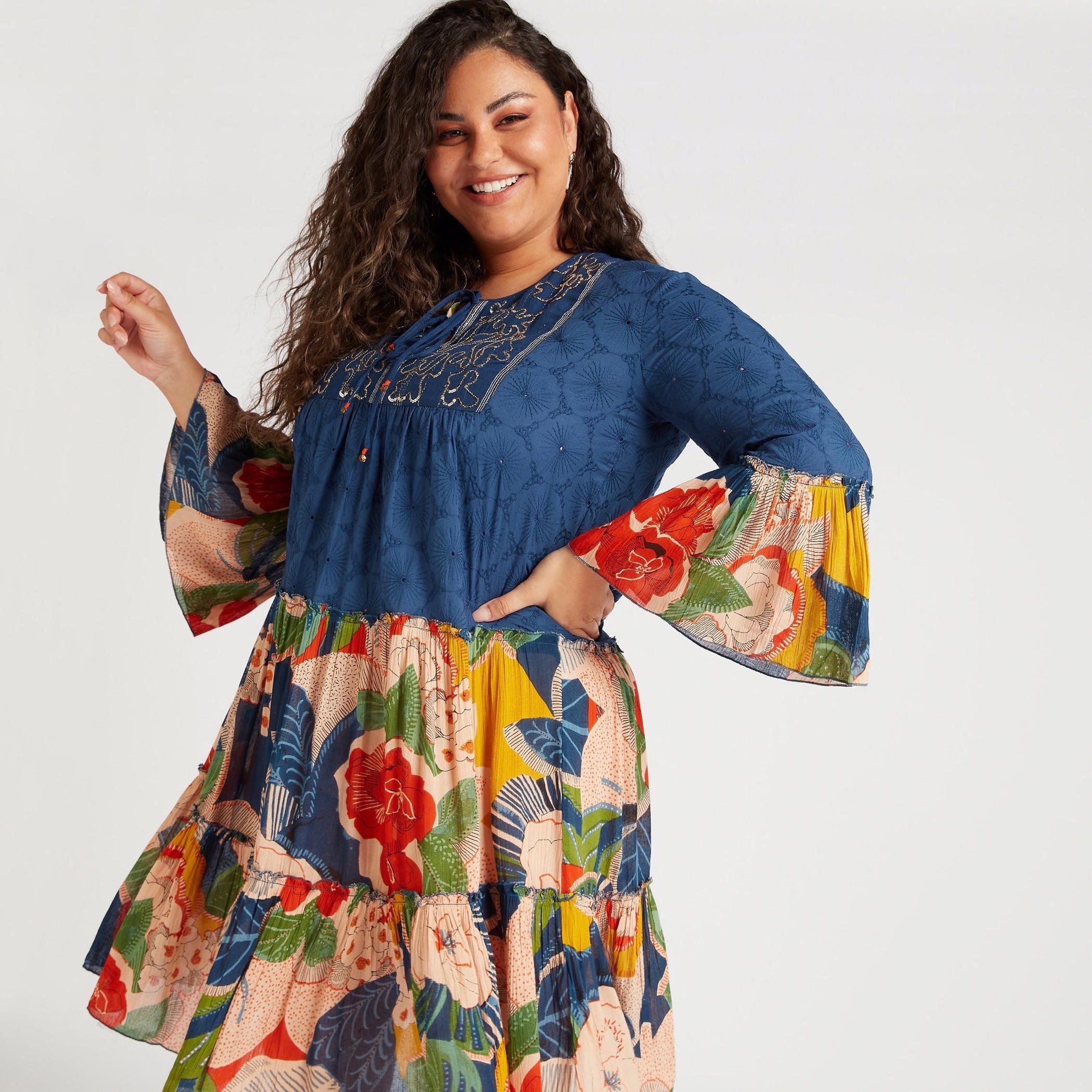 تونيك بأكمام 3/4 وطبعات زهرية-women-clothing-dresses-image-1