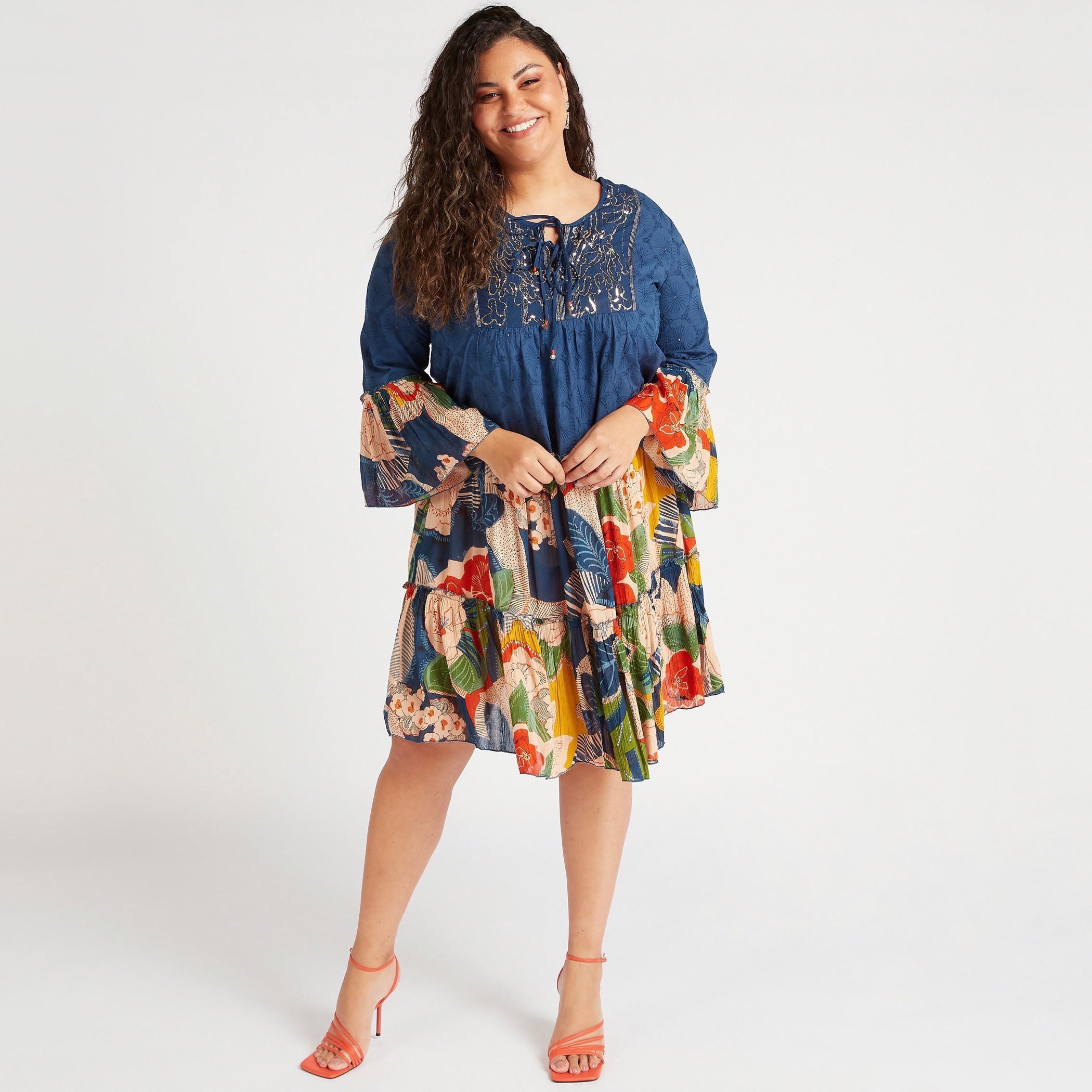 تونيك بأكمام 3/4 وطبعات زهرية-women-clothing-dresses-image-2
