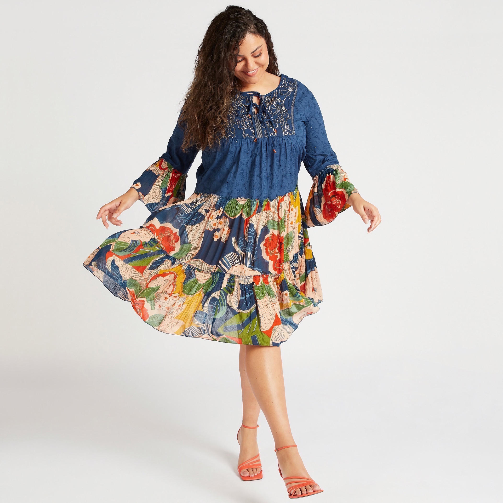 تونيك بأكمام 3/4 وطبعات زهرية-women-clothing-dresses-image-5