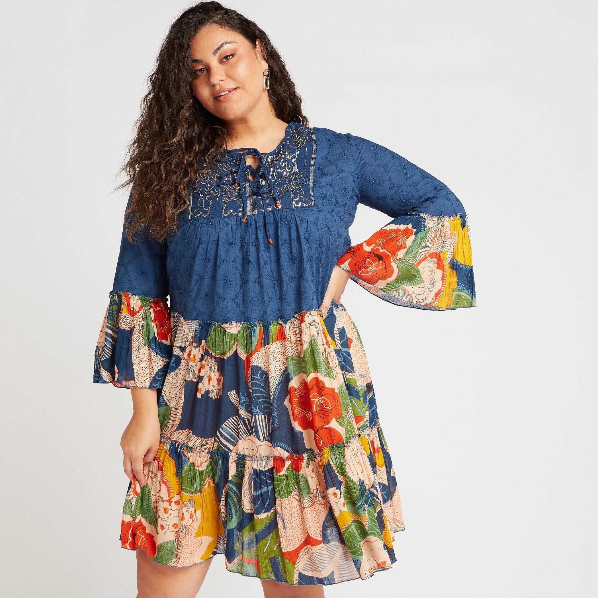 تونيك بأكمام 3/4 وطبعات زهرية-women-clothing-dresses-image-6
