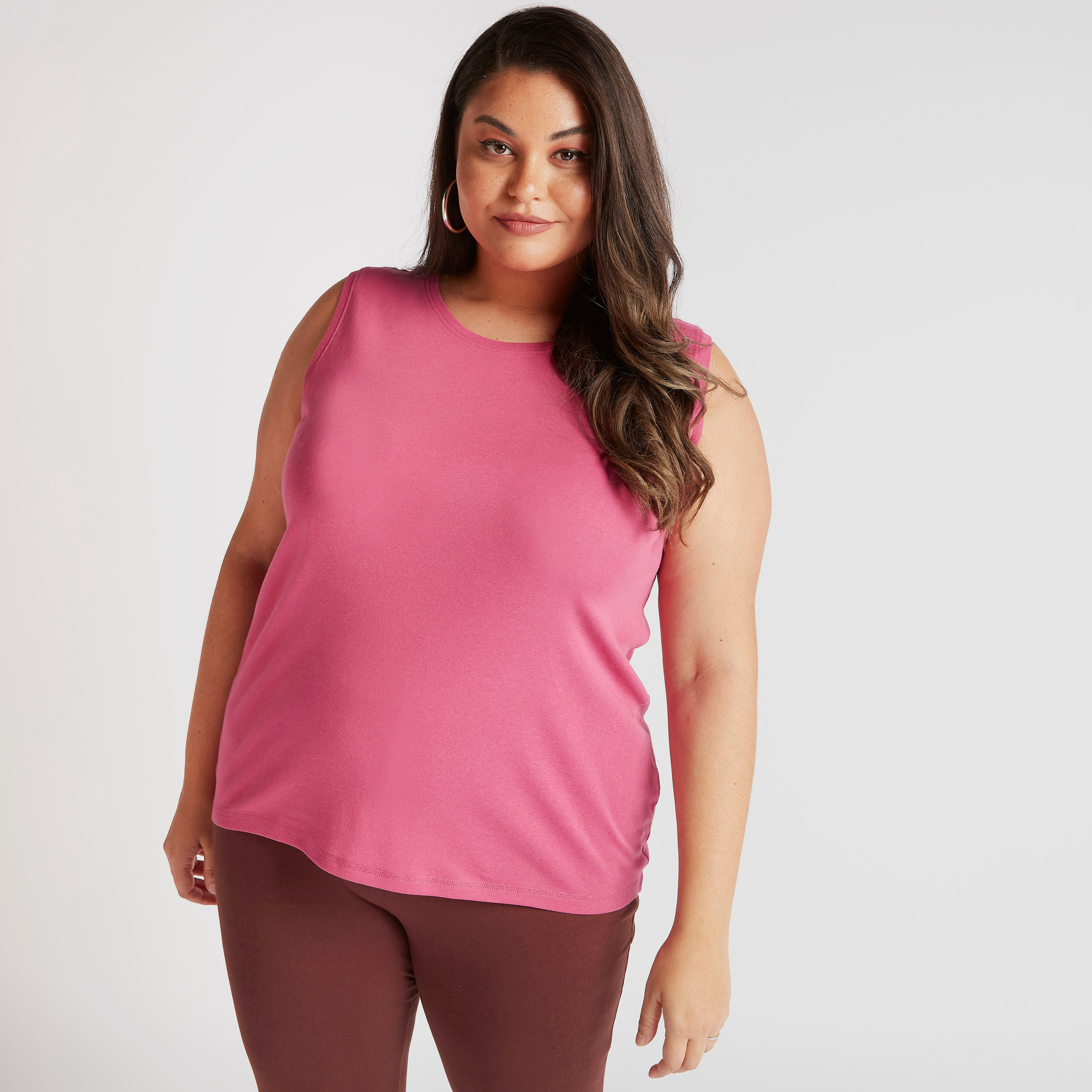 تيشيرت سادة بدون أكمام وياقة مستديرة-women-clothing-tshirts-image-1