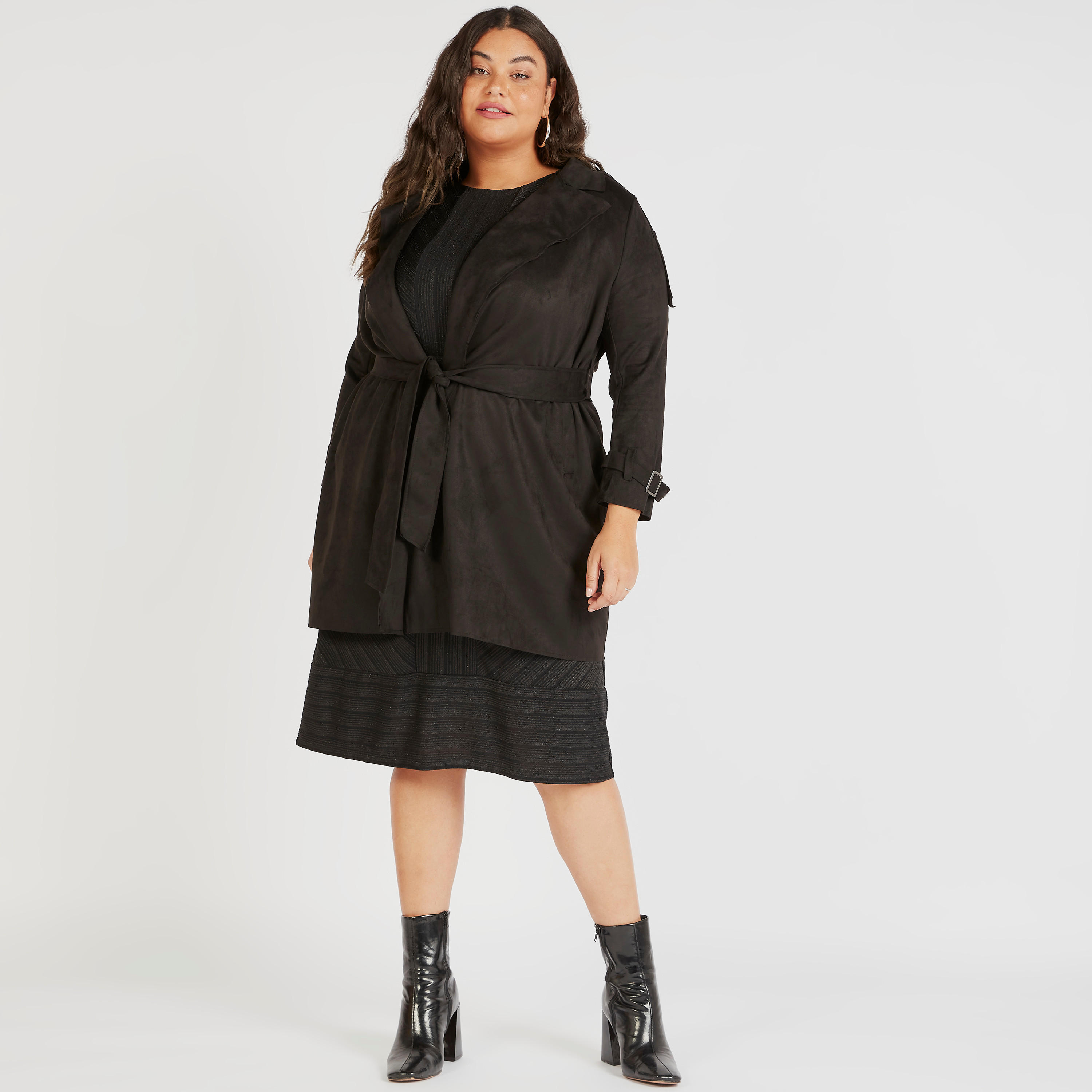 Textured Overcoat with Belt and Long Sleeves-women-clothing-coatsandjackets-coats-image-2