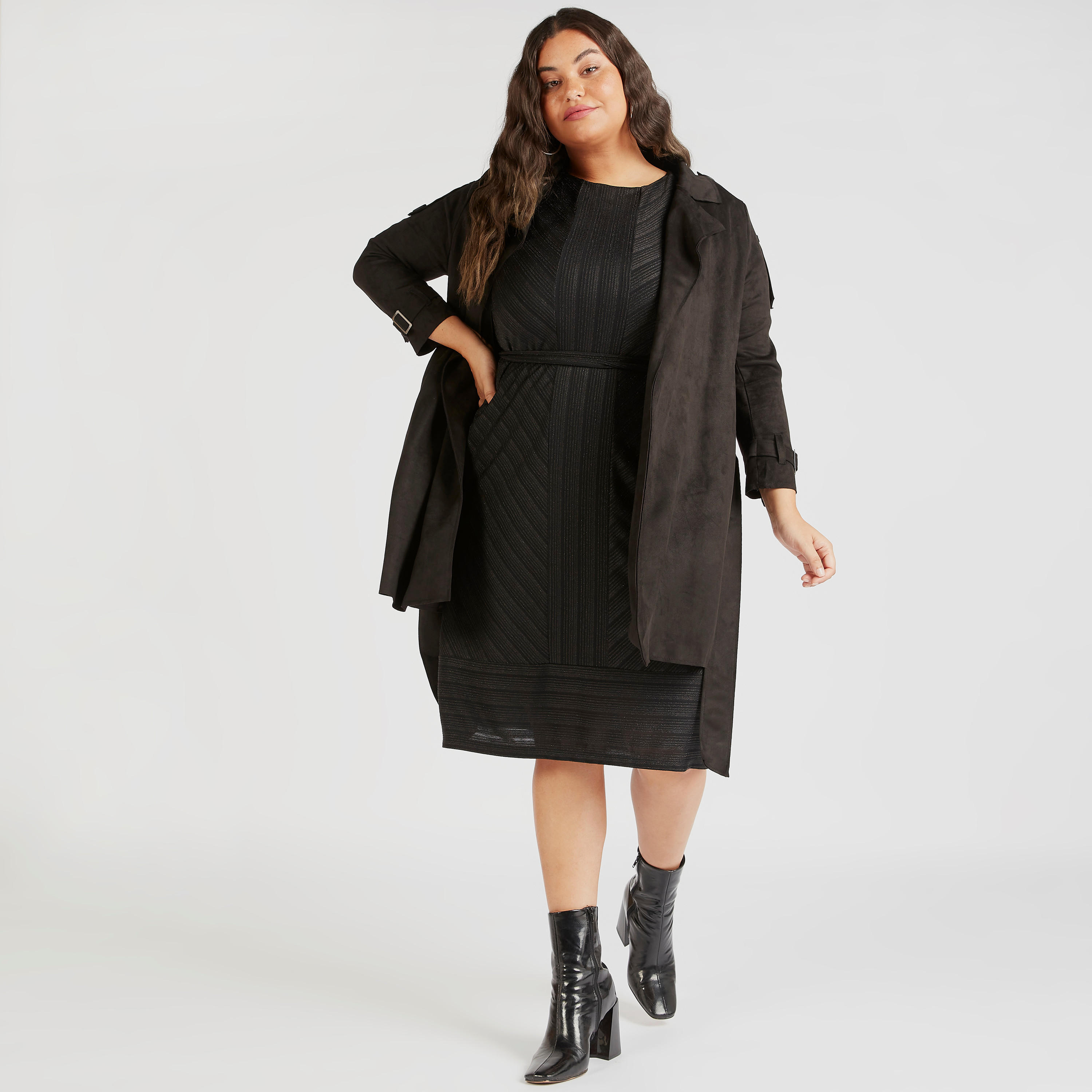 Textured Overcoat with Belt and Long Sleeves-women-clothing-coatsandjackets-coats-image-6