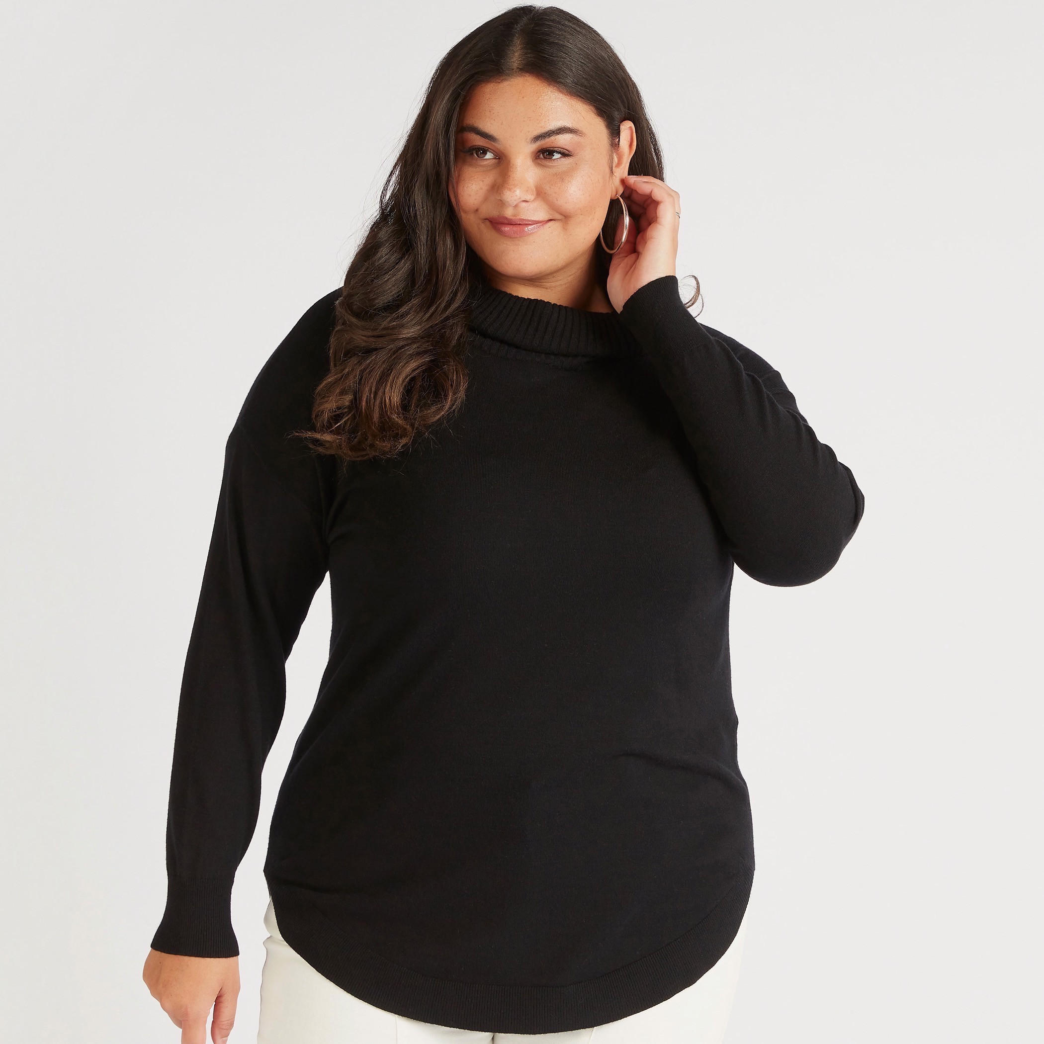 كنزة سادة بياقة عالية وأكمام طويلة-women-winterwear-cardigansandjumpers-cardigans-image-5