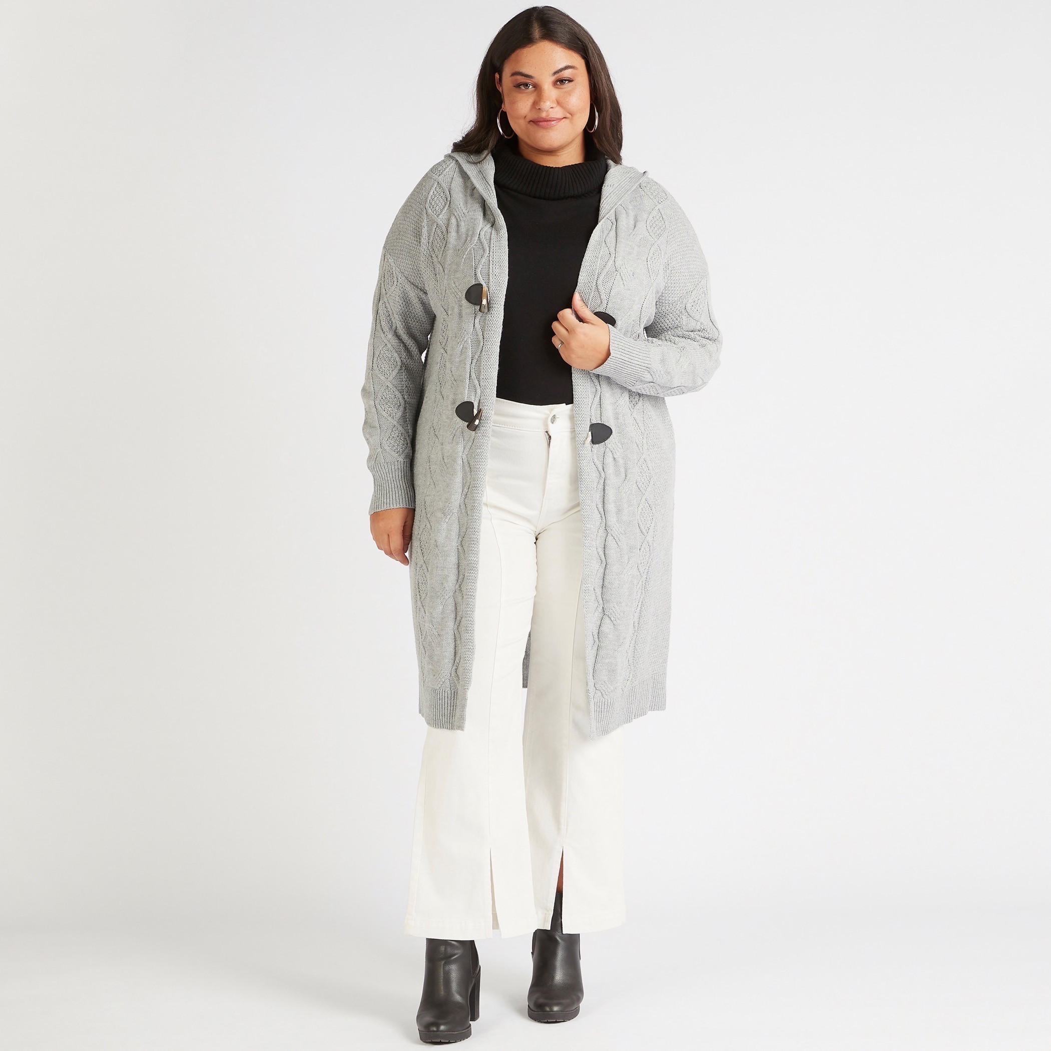 كنزة سادة بياقة عالية وأكمام طويلة-women-winterwear-cardigansandjumpers-cardigans-image-4
