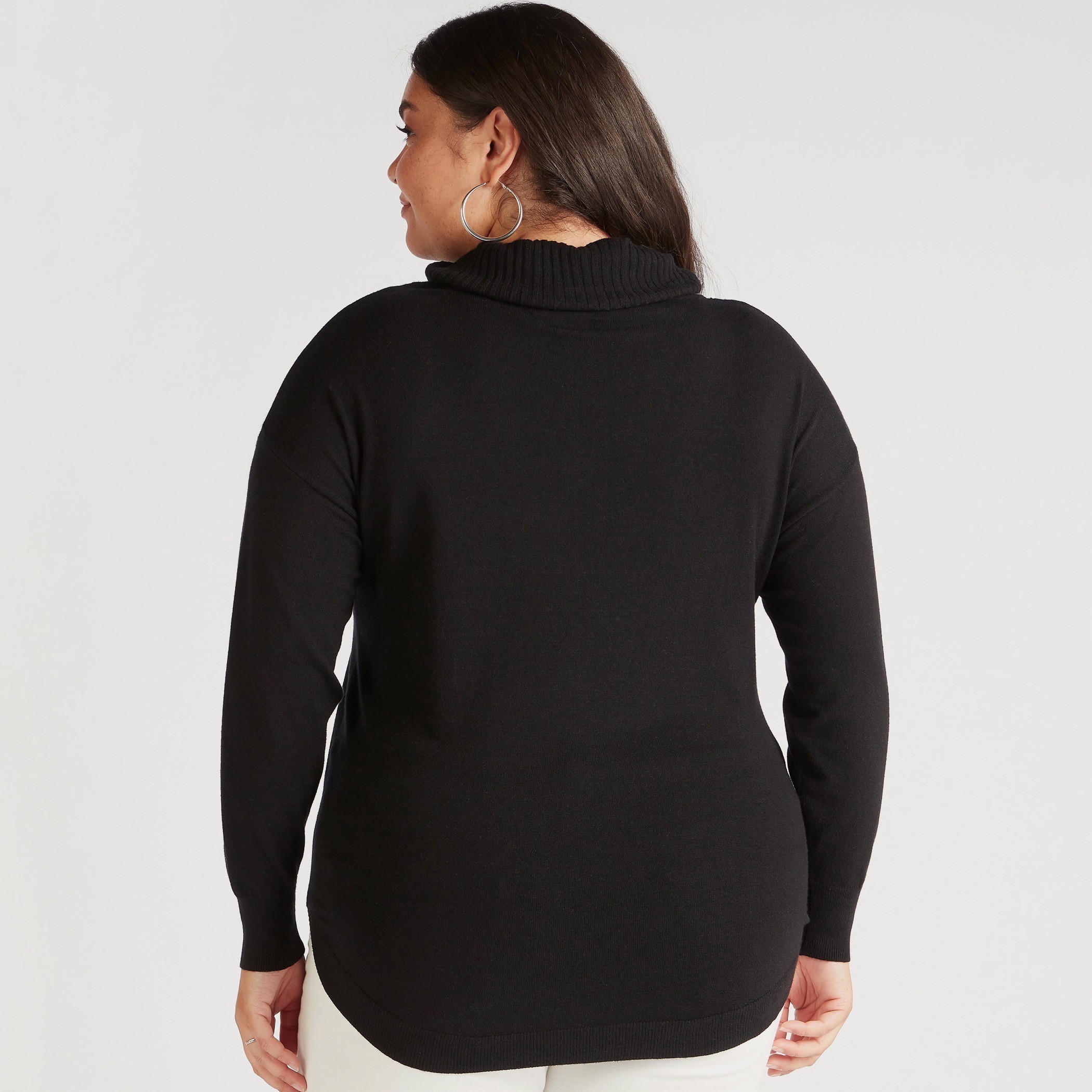 كنزة سادة بياقة عالية وأكمام طويلة-women-winterwear-cardigansandjumpers-cardigans-image-2