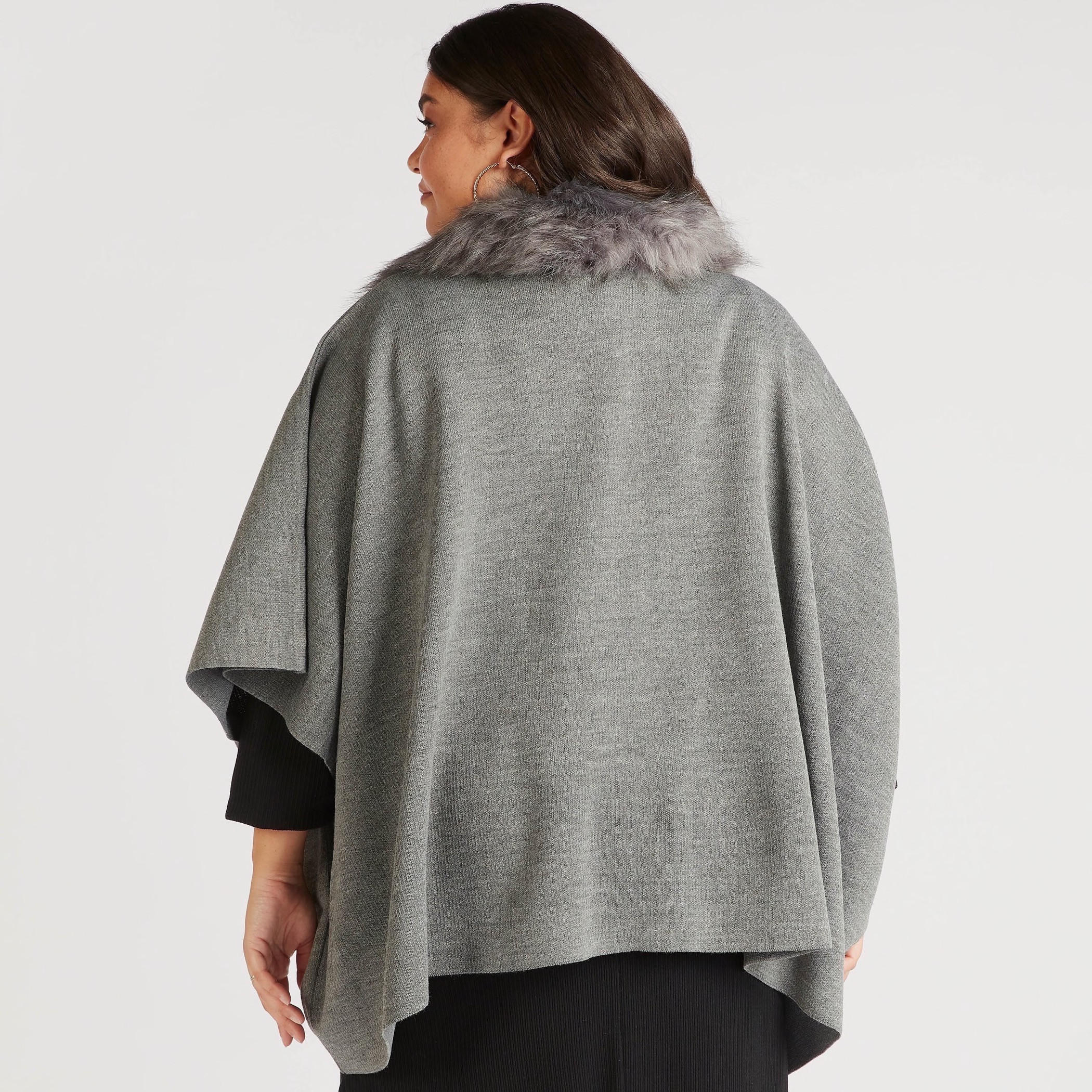 كارديجان بونشو بياقة فرو وسحّاب إغلاق-women-winterwear-cardigansandjumpers-cardigans-image-4