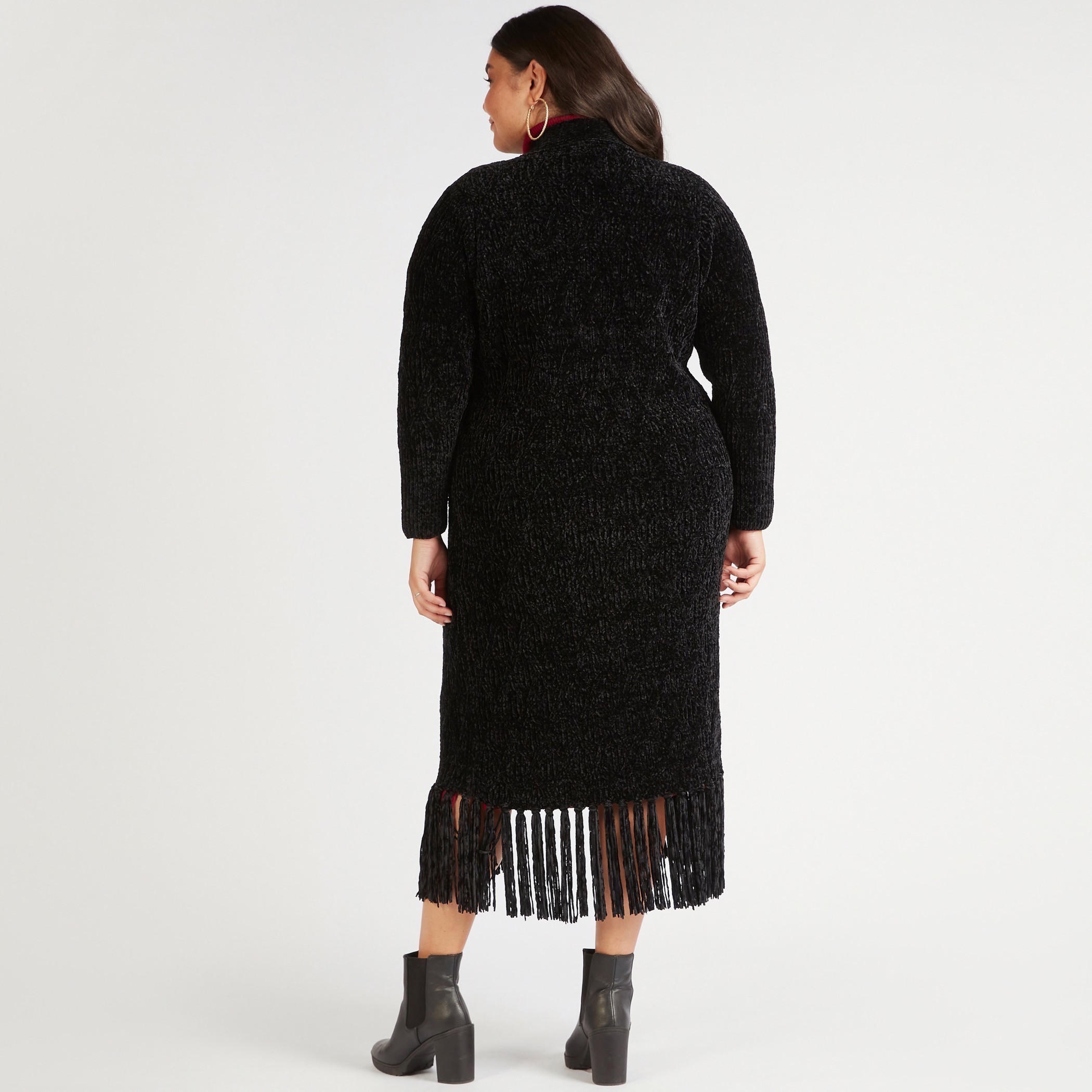 كارديجان طويل بارز الملمس بأكمام طويلة وأطراف بشرابات-women-winterwear-cardigansandjumpers-cardigans-image-4