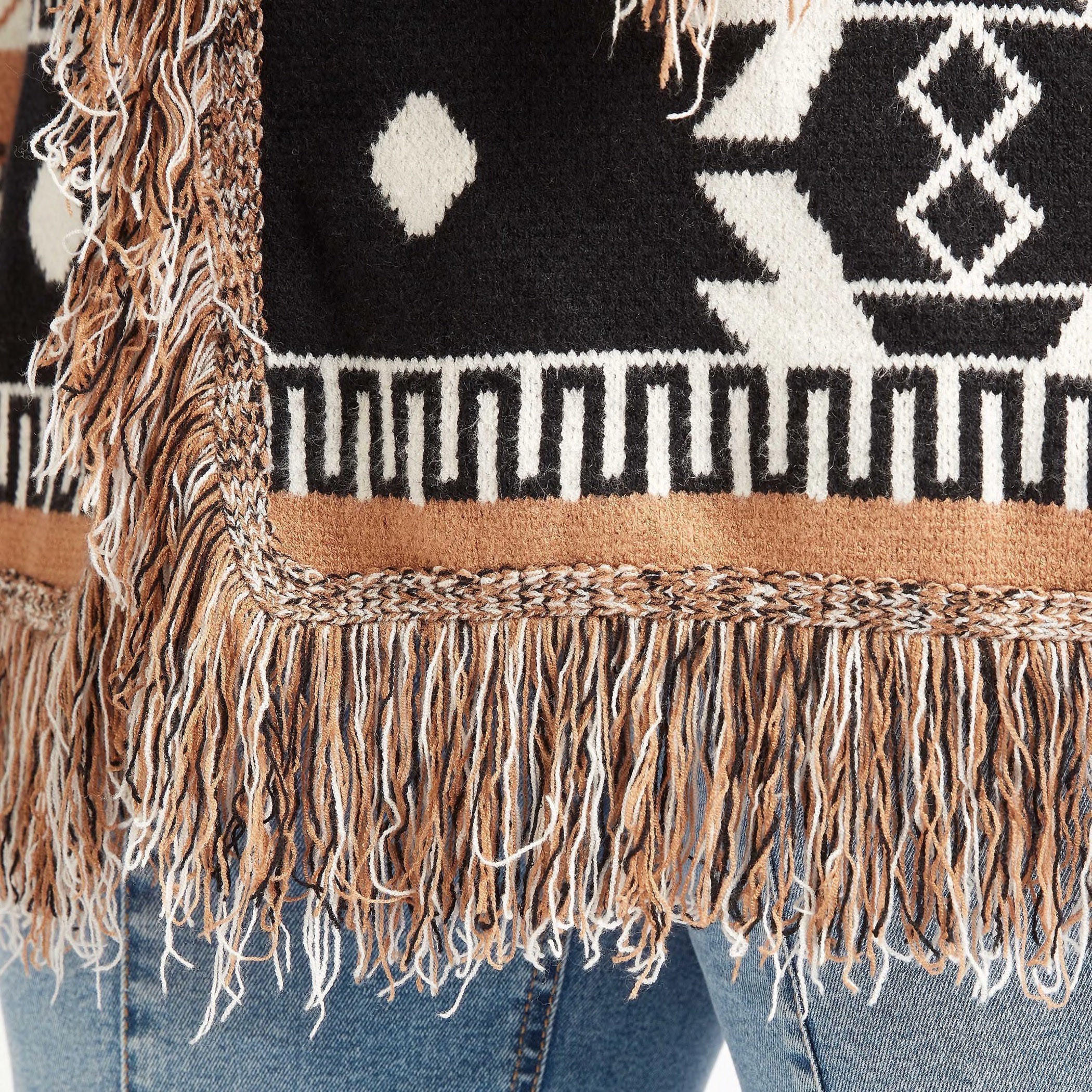 كارديجان بطبعات وأكمام طويلة وياقة منسدلة وشراشيب-women-winterwear-cardigansandjumpers-cardigans-image-5