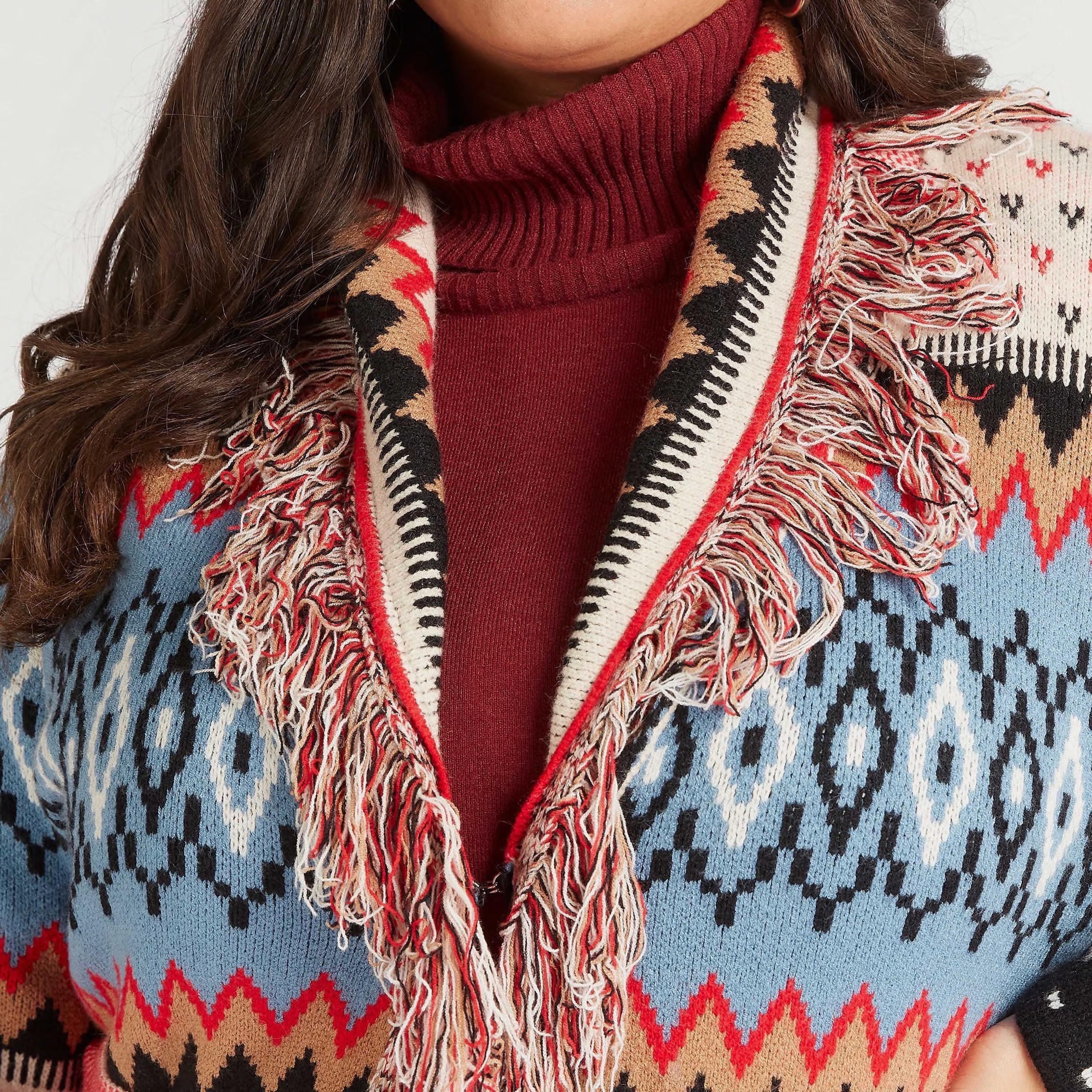 كارديجان بحزام وربطة عنق وتفاصيل شراشيب وطبعات-women-winterwear-cardigansandjumpers-cardigans-image-3