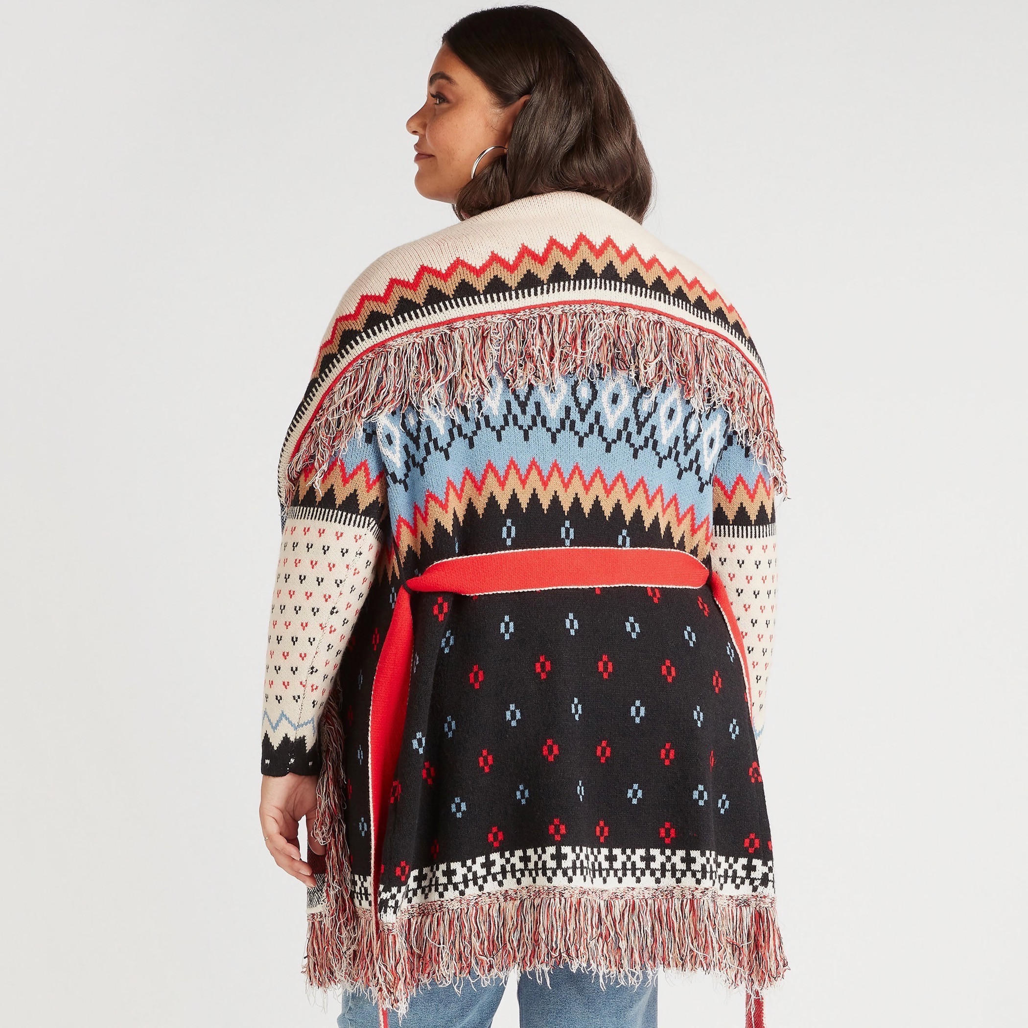 كارديجان بحزام وربطة عنق وتفاصيل شراشيب وطبعات-women-winterwear-cardigansandjumpers-cardigans-image-4