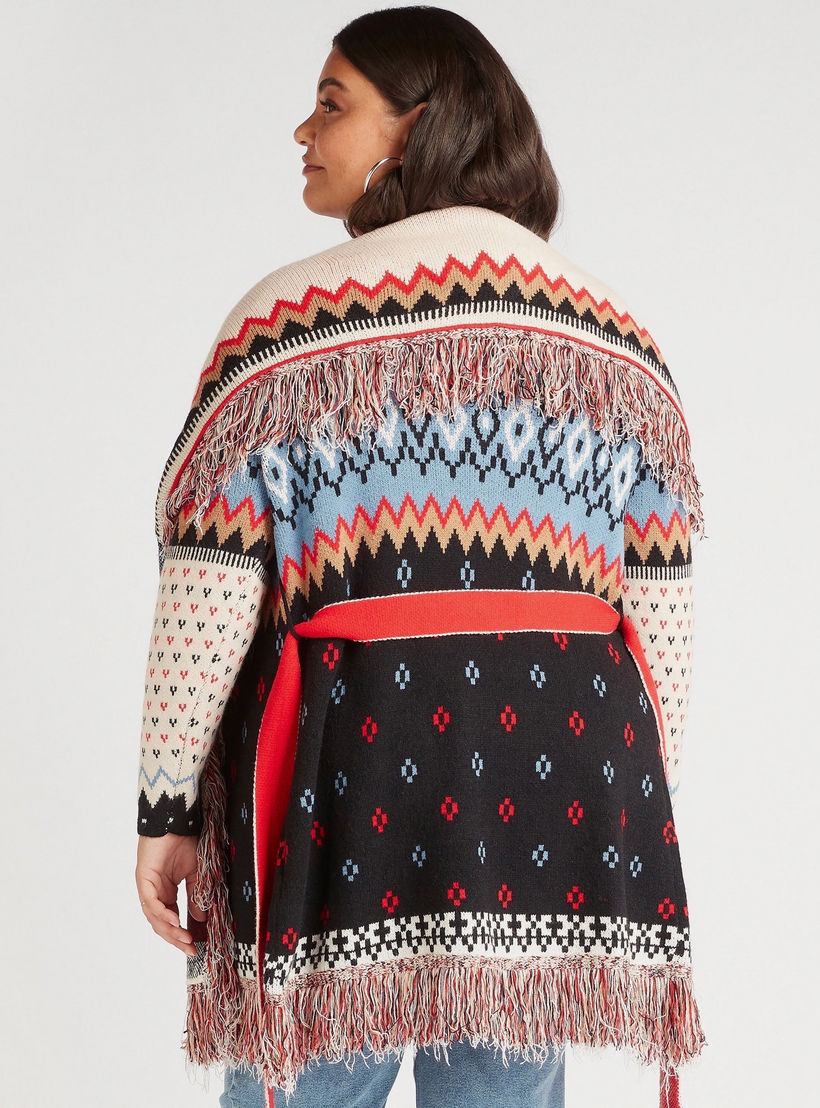 كارديجان بحزام وربطة عنق وتفاصيل شراشيب وطبعات-women-winterwear-cardigansandjumpers-cardigans-image-4