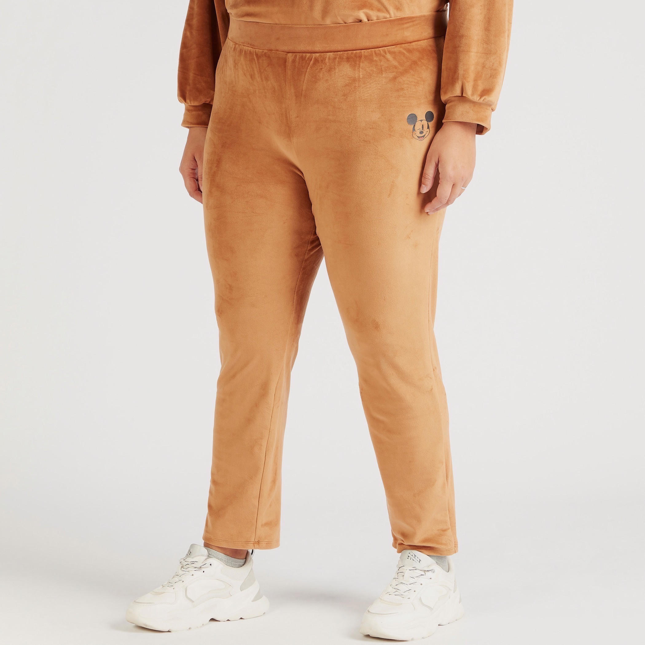 Mickey Mouse Textured Joggers with Elasticated Waistband-women-clothing-bottoms-joggers-image-1