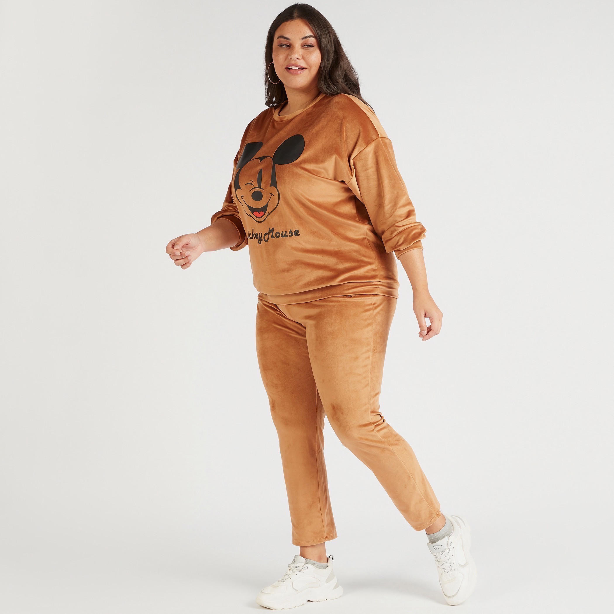Mickey Mouse Textured Joggers with Elasticated Waistband-women-clothing-bottoms-joggers-image-2