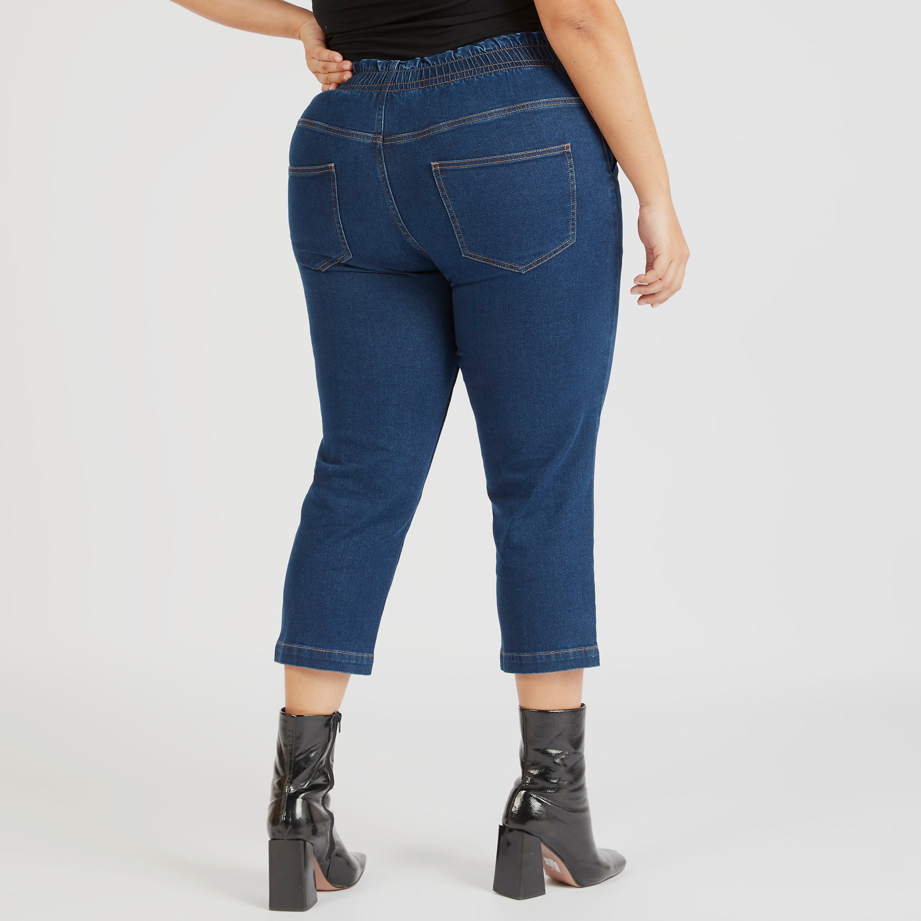 Solid Cropped Jeans with Elasticated Waistband-women-clothing-bottoms-jeans-image-4