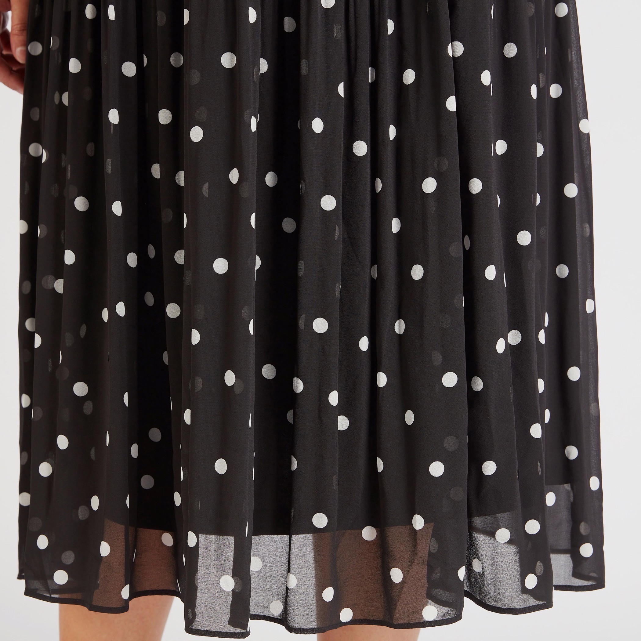 فستان ميدي إيه لاين بأكمام قصيرة وطبعات منقطة-women-clothing-dresses-image-5