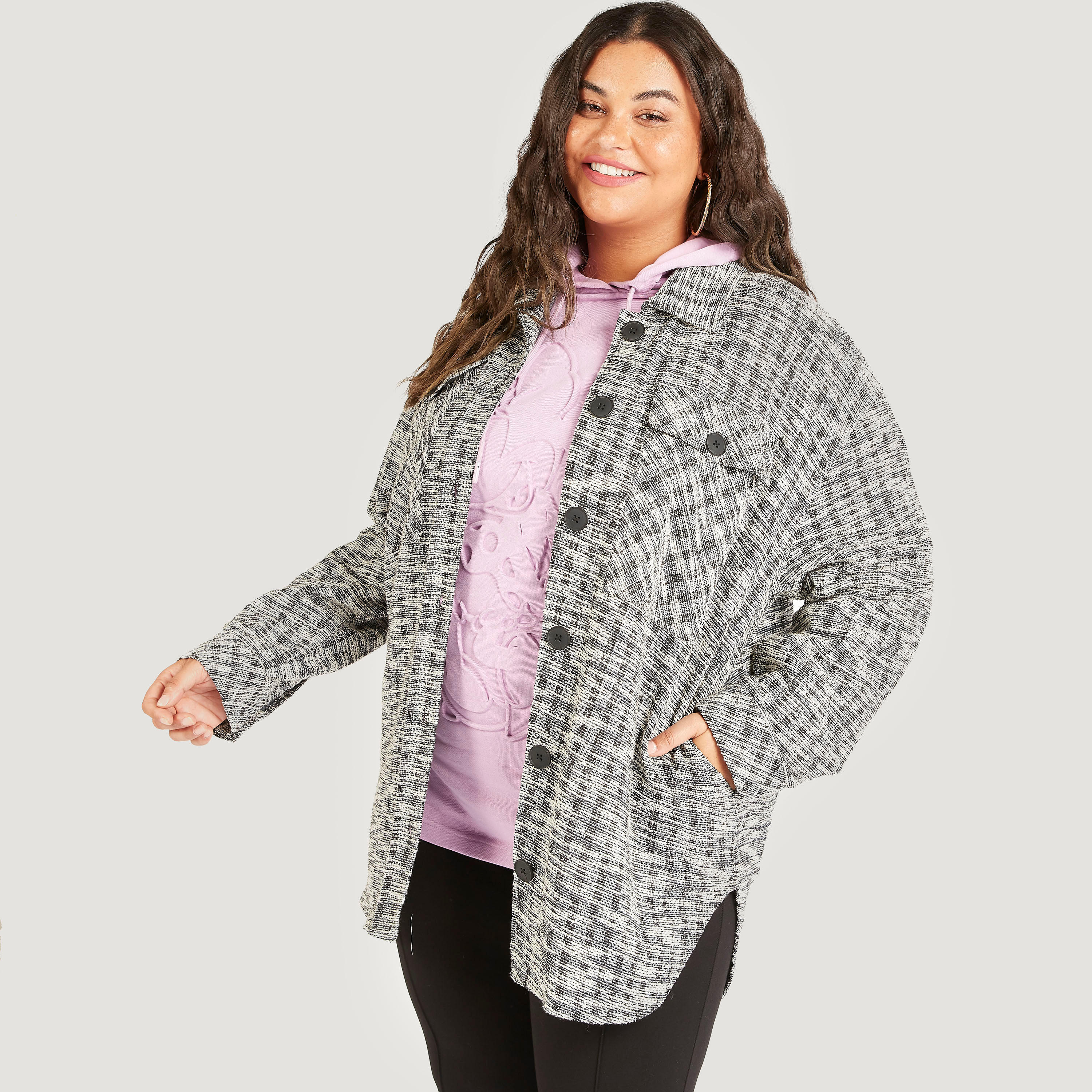 Textured Shirt with Long Sleeves and Pockets-women-clothing-shirtsandblouses-blouses-image-1