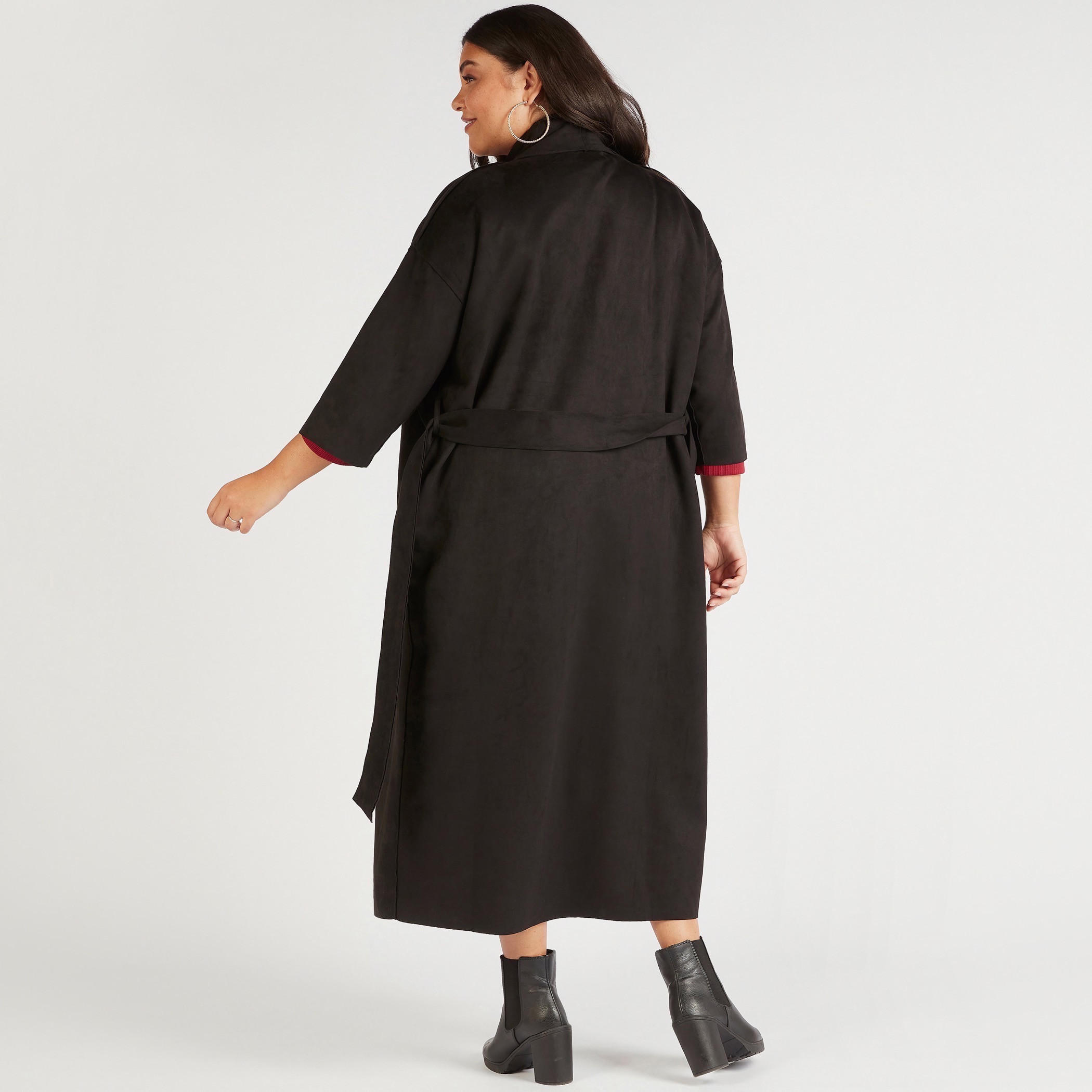 معطف طويل سادة بحزام رباط وجيوب-women-clothing-coatsandjackets-coats-image-2