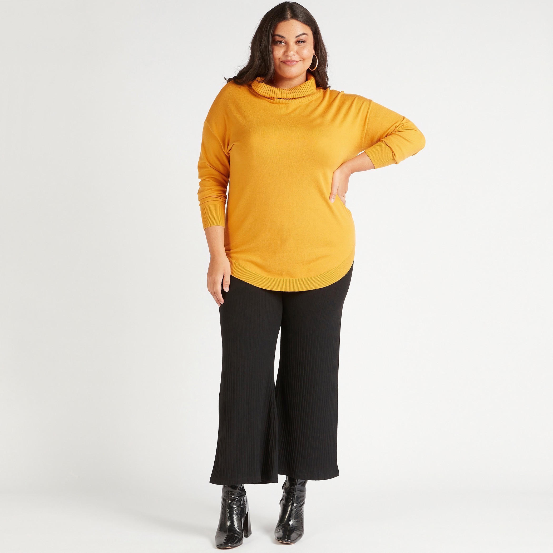بنطلون مضلّع بخصر مطاطي متوسط الارتفاع-women-clothing-bottoms-trousers-image-2
