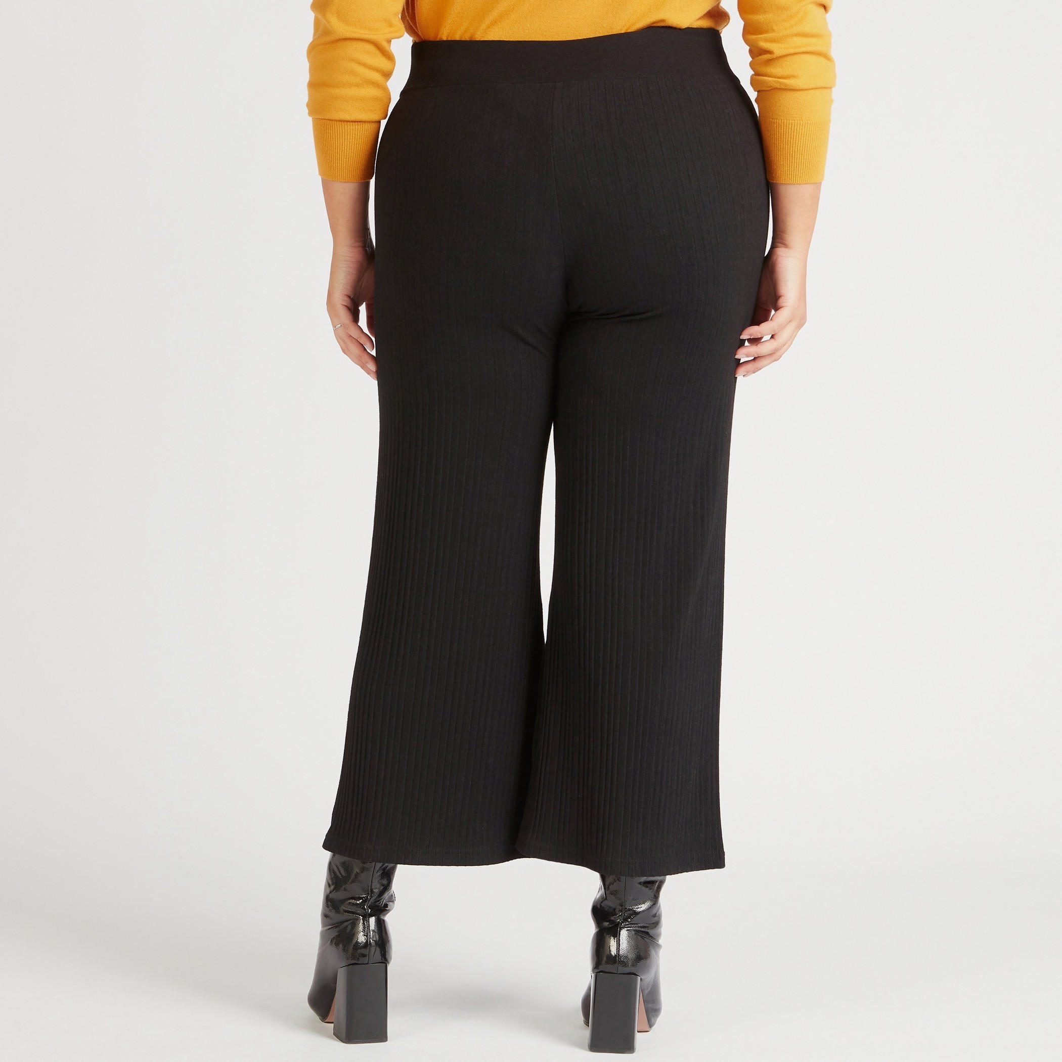 بنطلون مضلّع بخصر مطاطي متوسط الارتفاع-women-clothing-bottoms-trousers-image-4